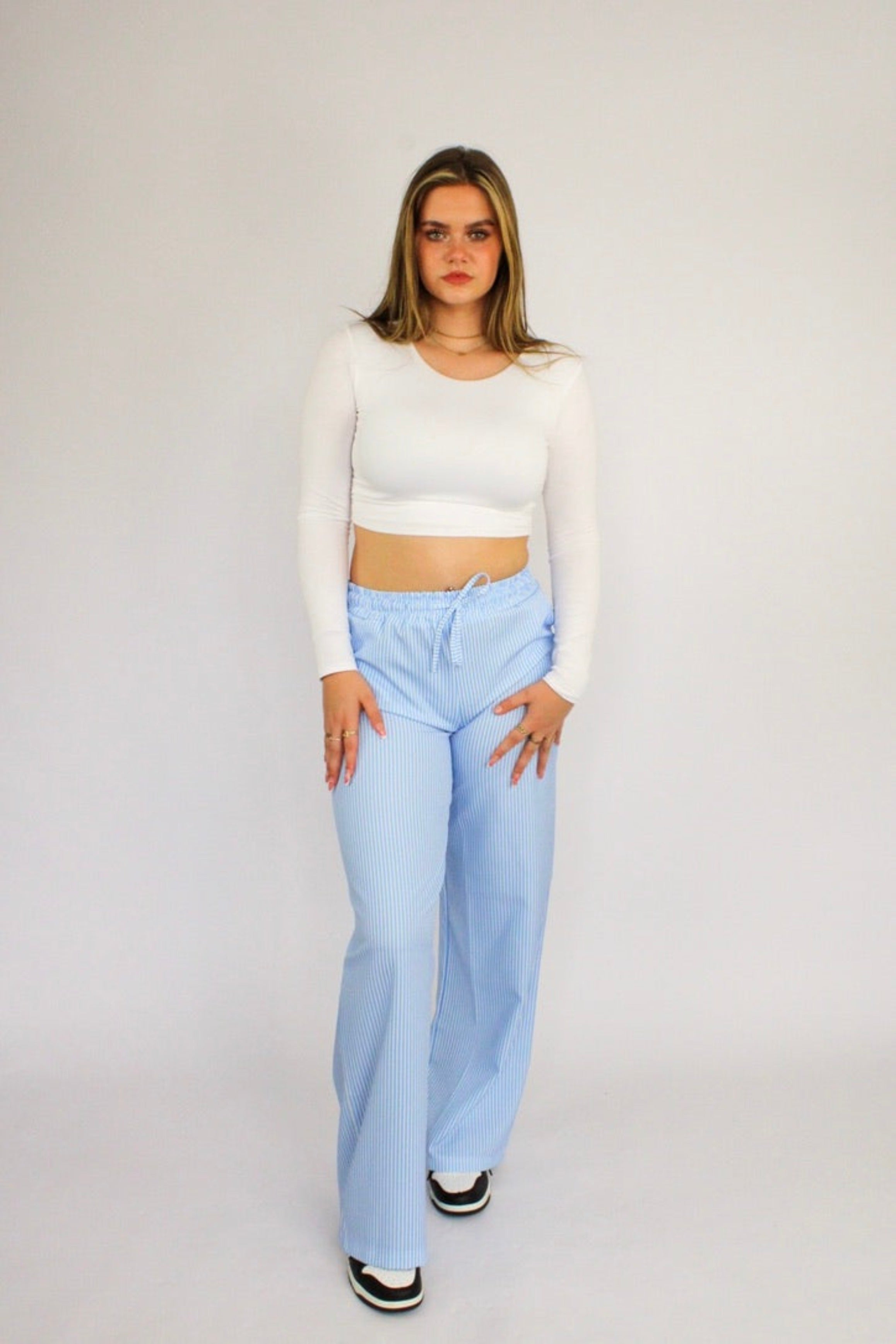 STRIPE PANTS - SKY BLUE