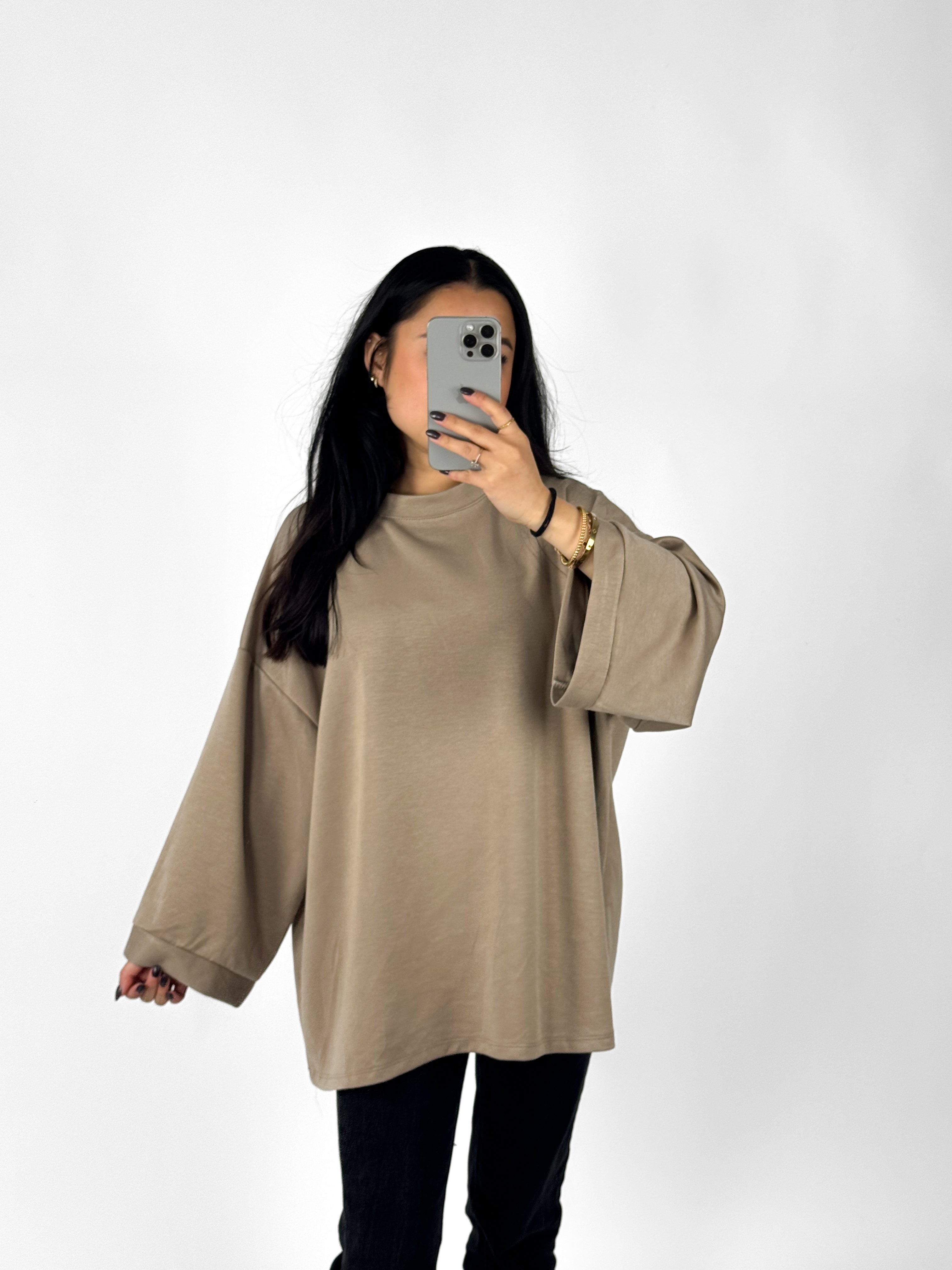 OVERSIZED BASIC SWEATER - CAMEL
