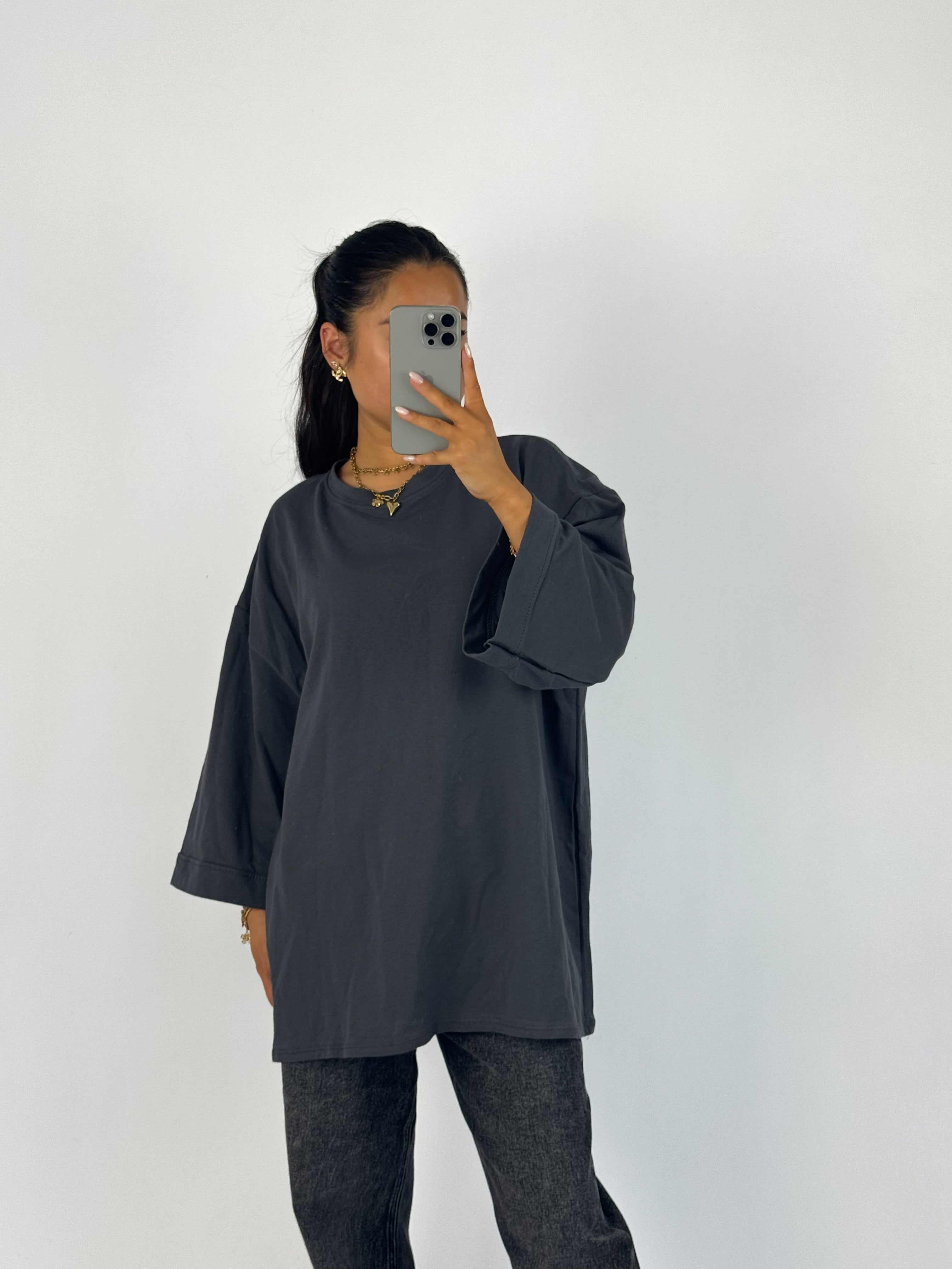 OVERSIZED BASIC T - DARK GREY