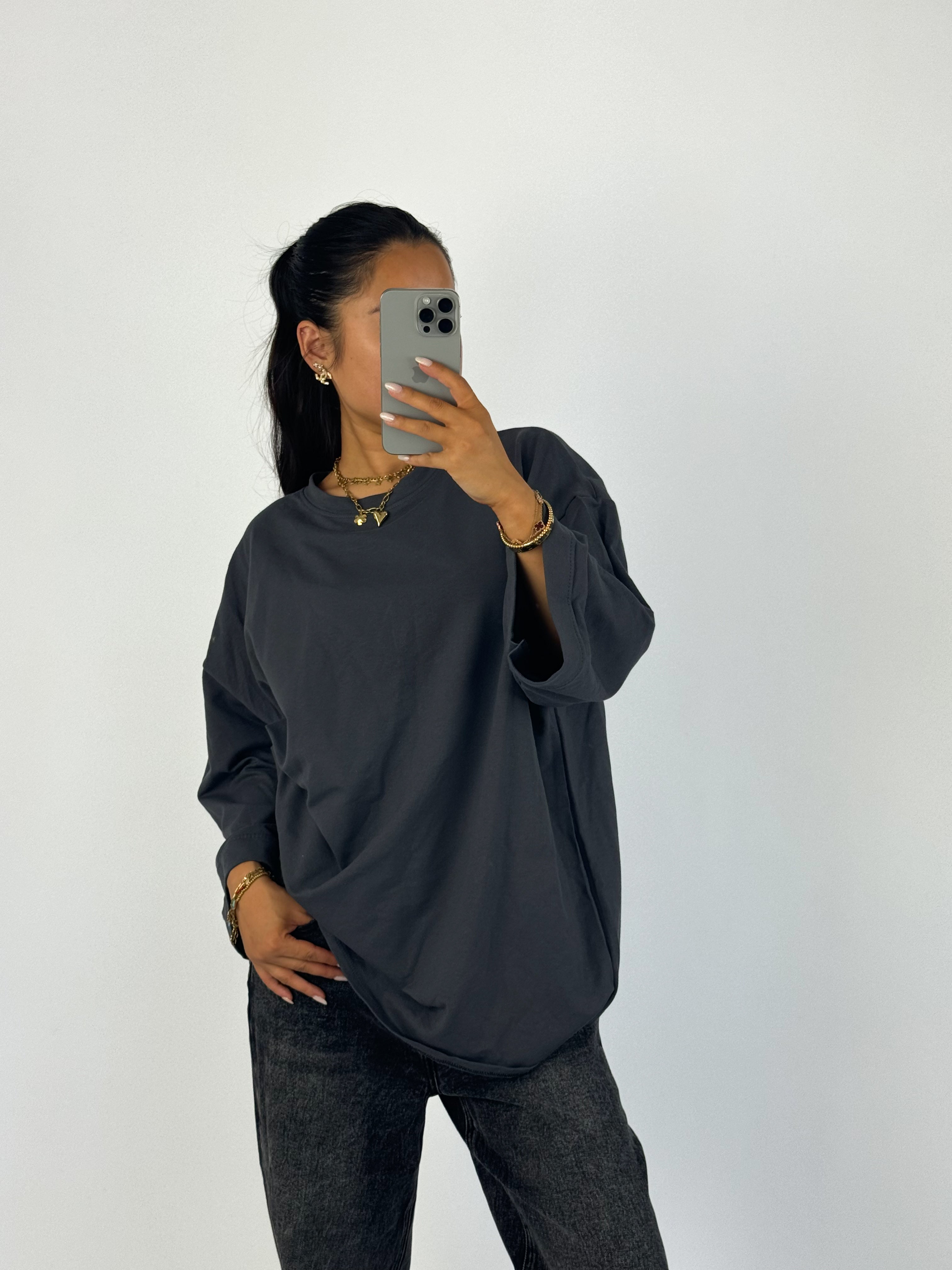 OVERSIZED BASIC T - DARK GREY
