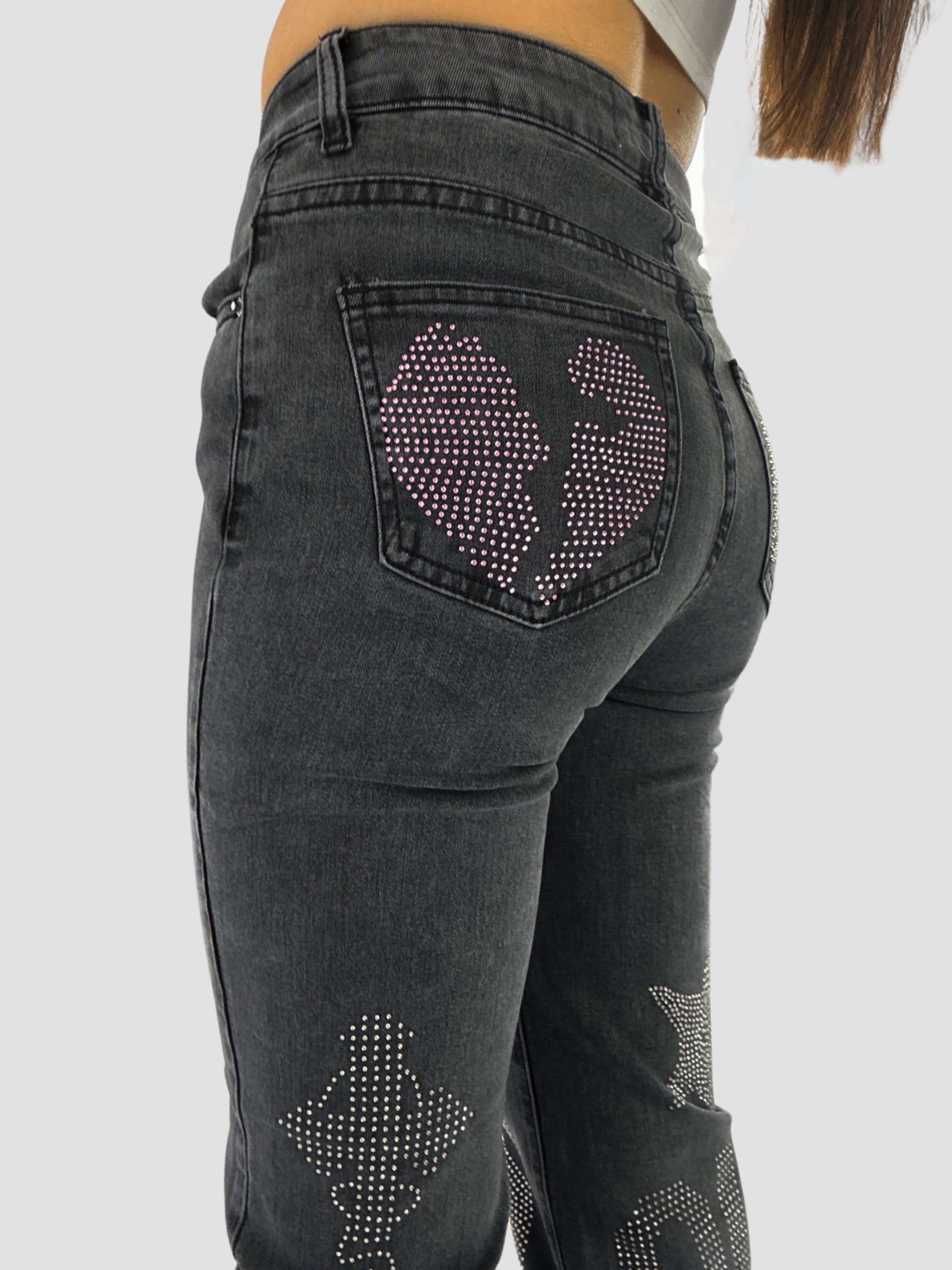 “PETITE” JEANS DIAMONDS - DARK GRAY