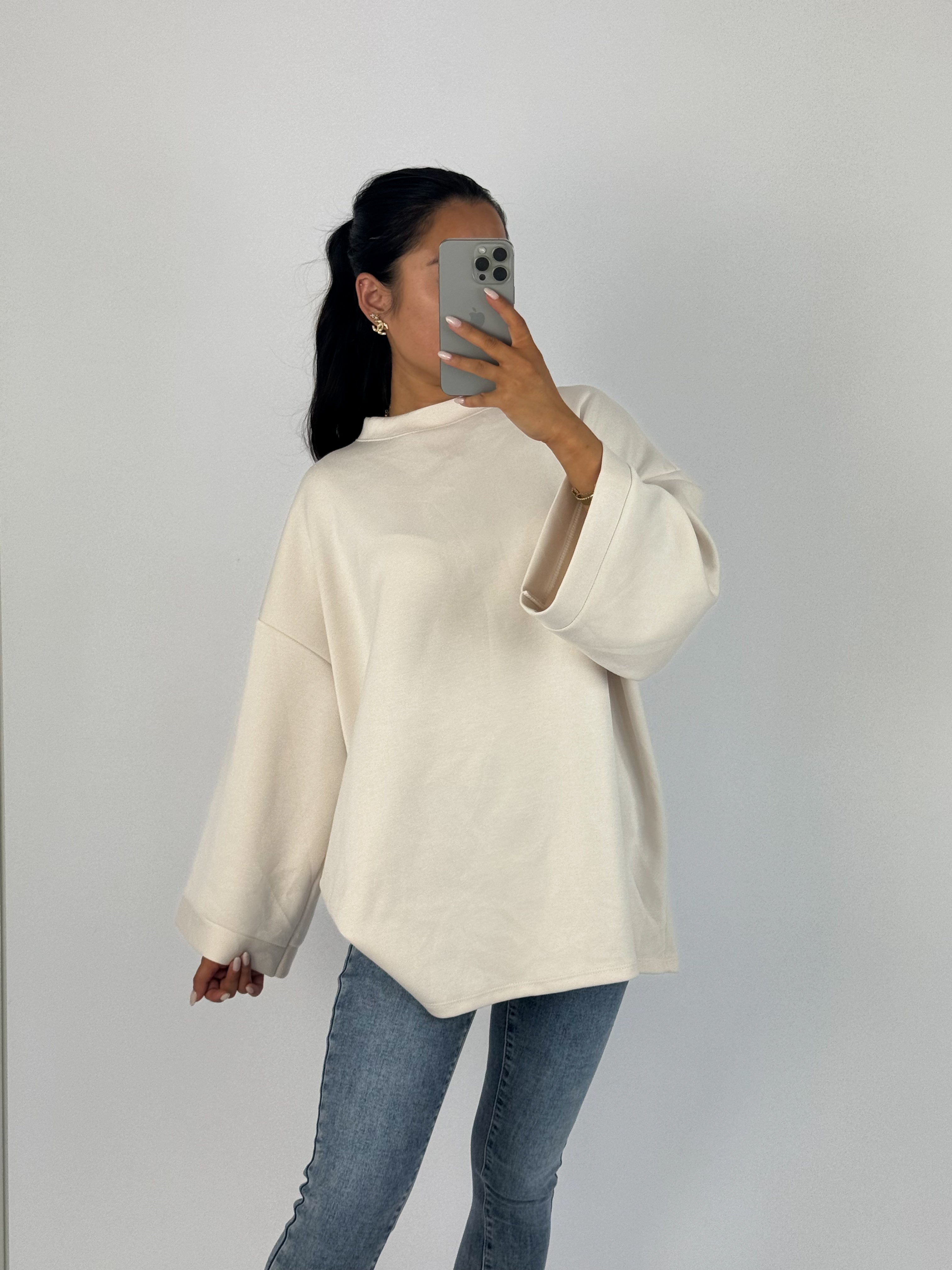 BASIC OVERSIZED SWEATER - CREAM