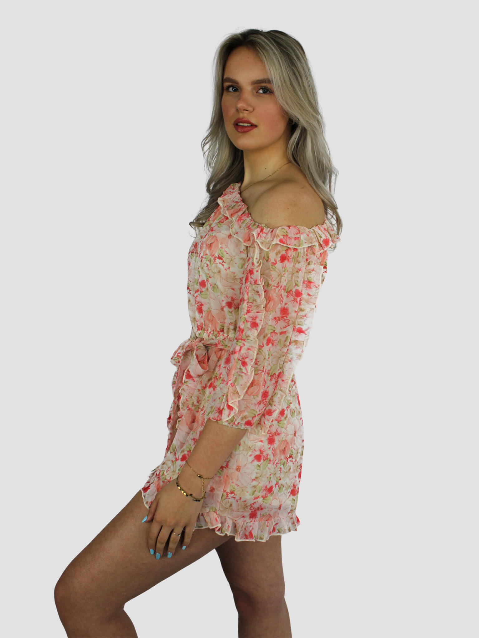 FLORAL PLAYSUIT - PINK