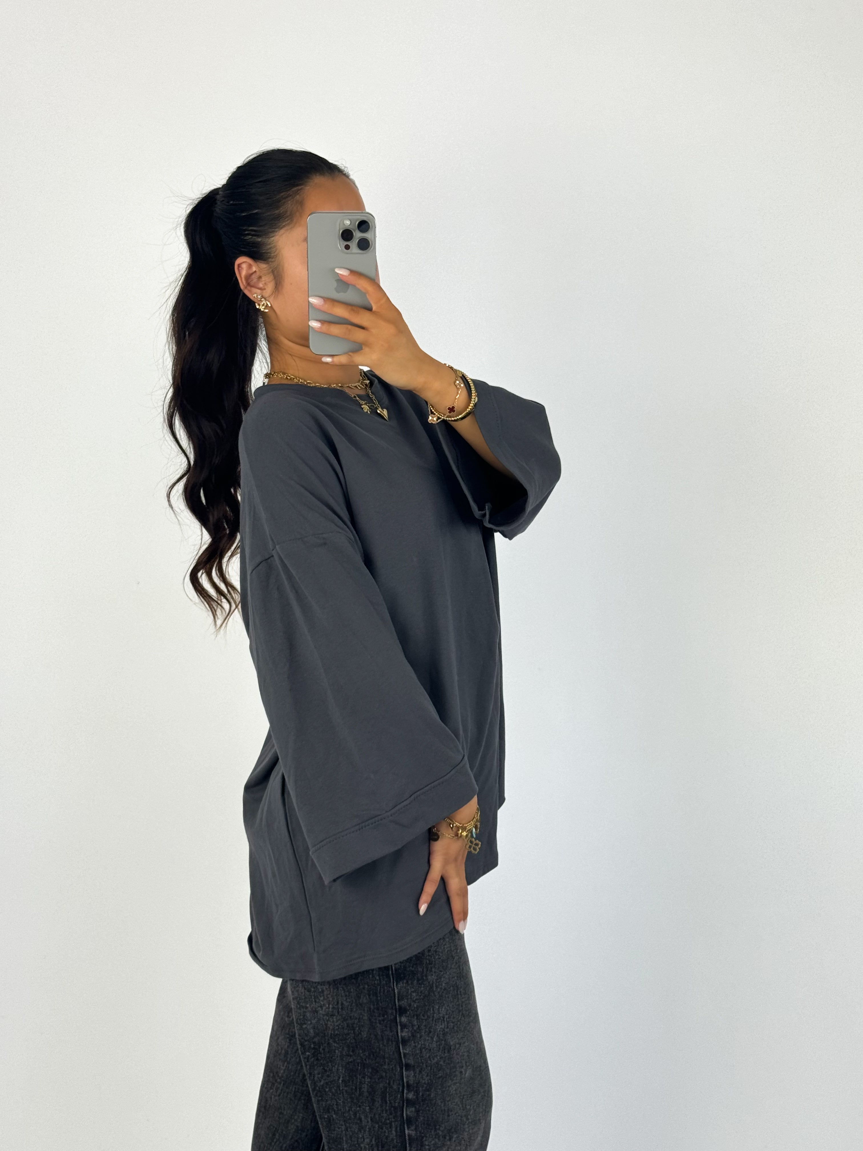 OVERSIZED BASIC T - DARK GREY