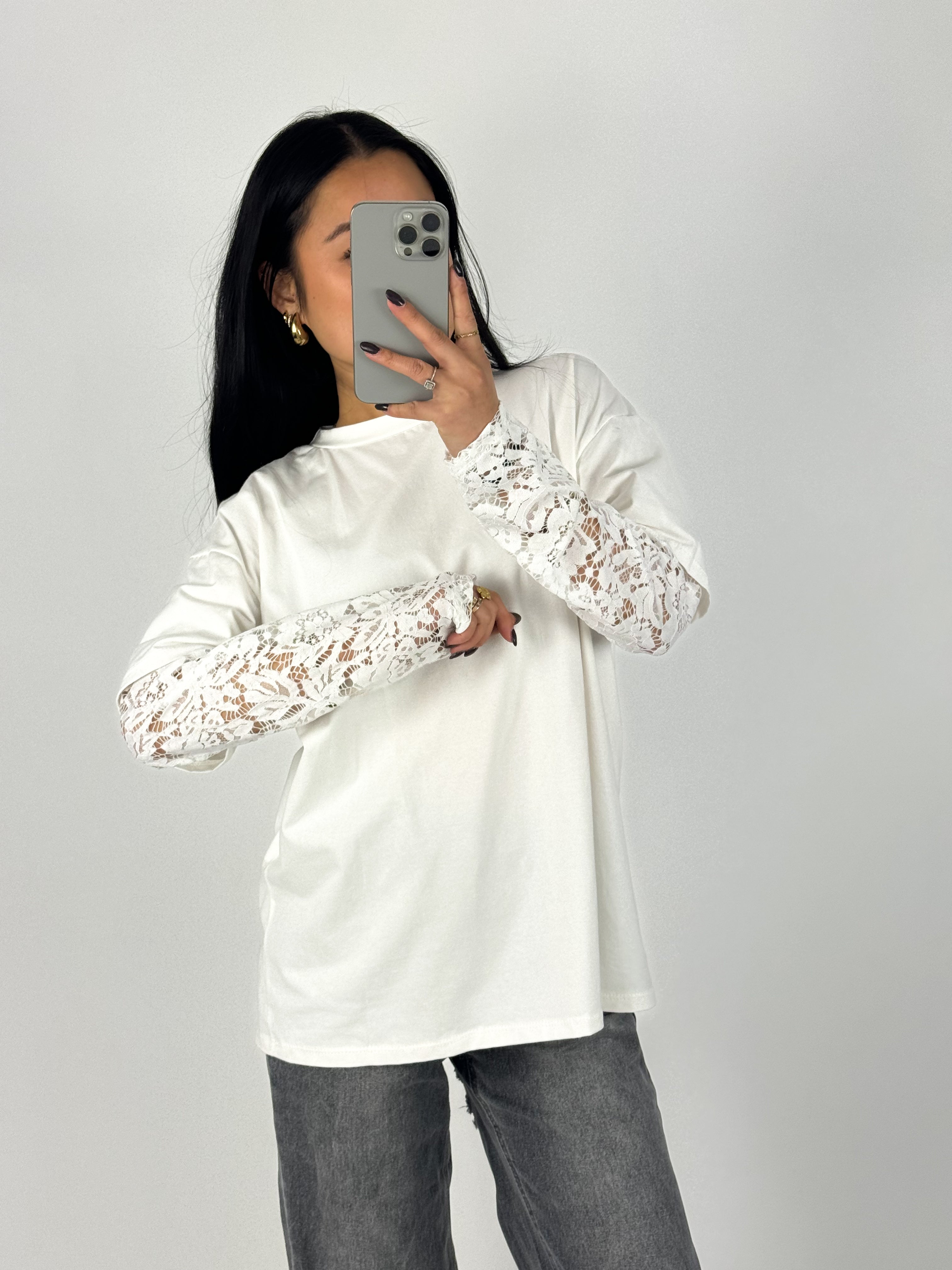 LACE TEE - WHITE