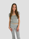 SQUARE SHORT SLEEVE TOP - GREY MARL