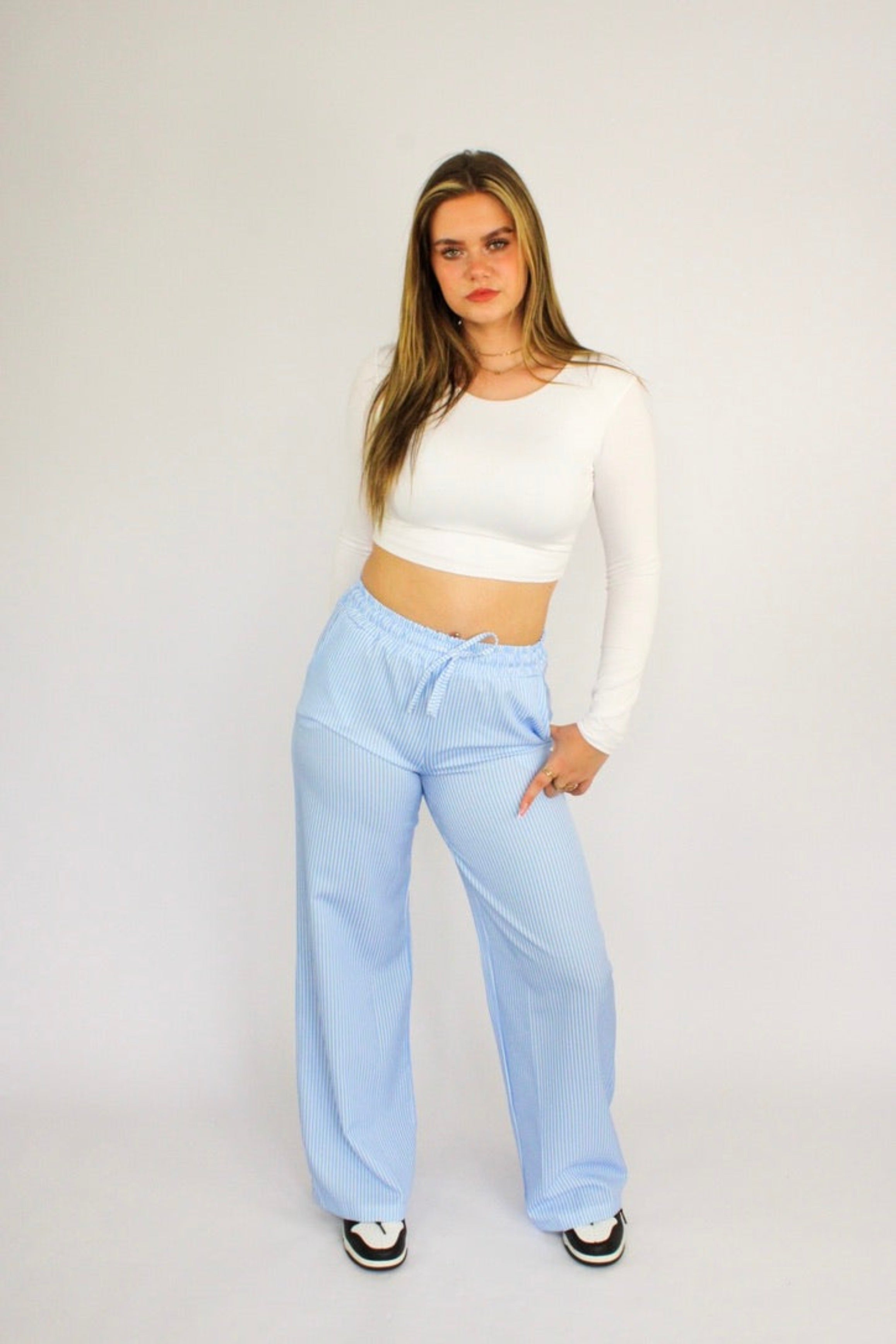STRIPE PANTS - SKY BLUE