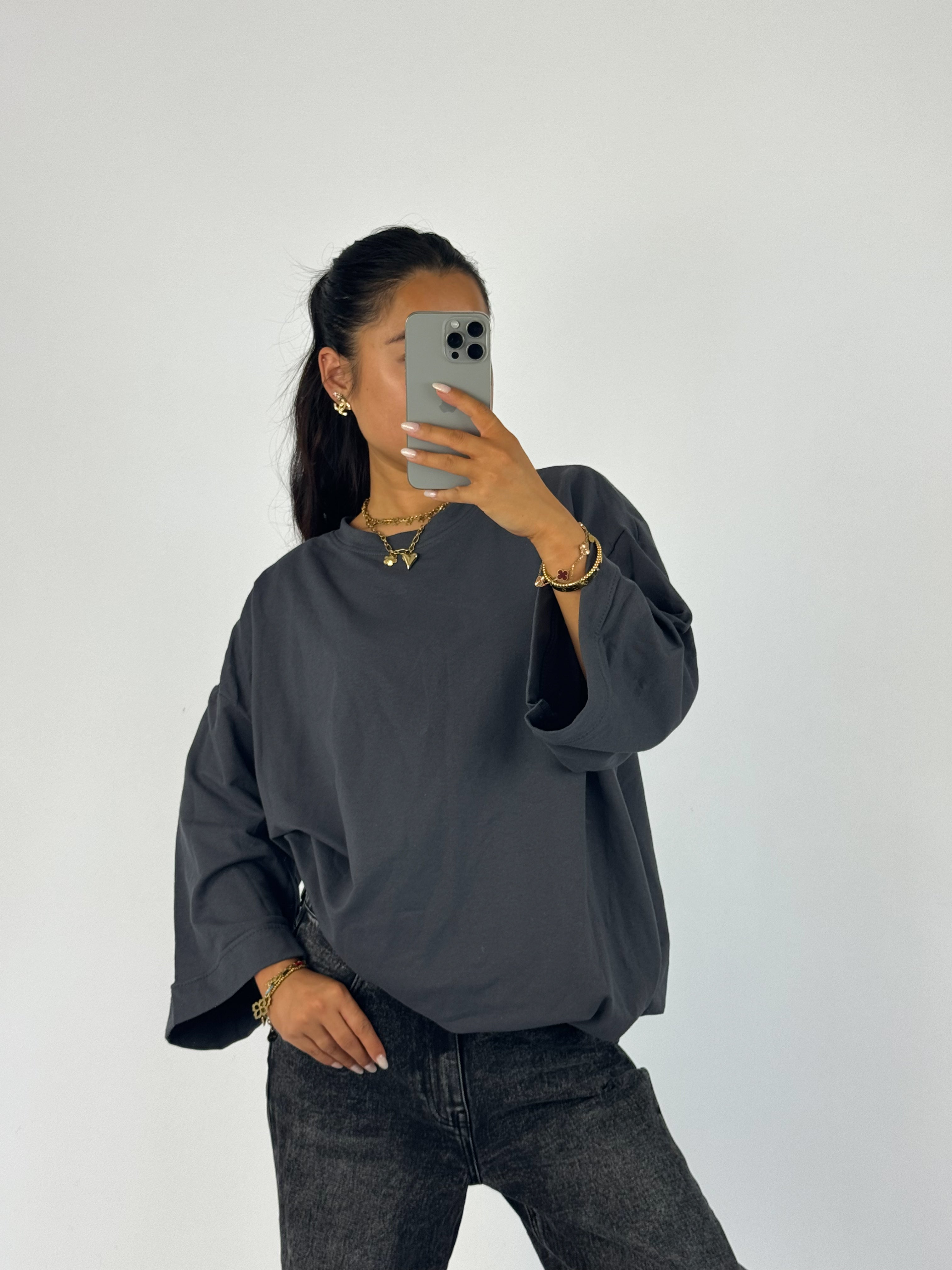 OVERSIZED BASIC T - DARK GREY