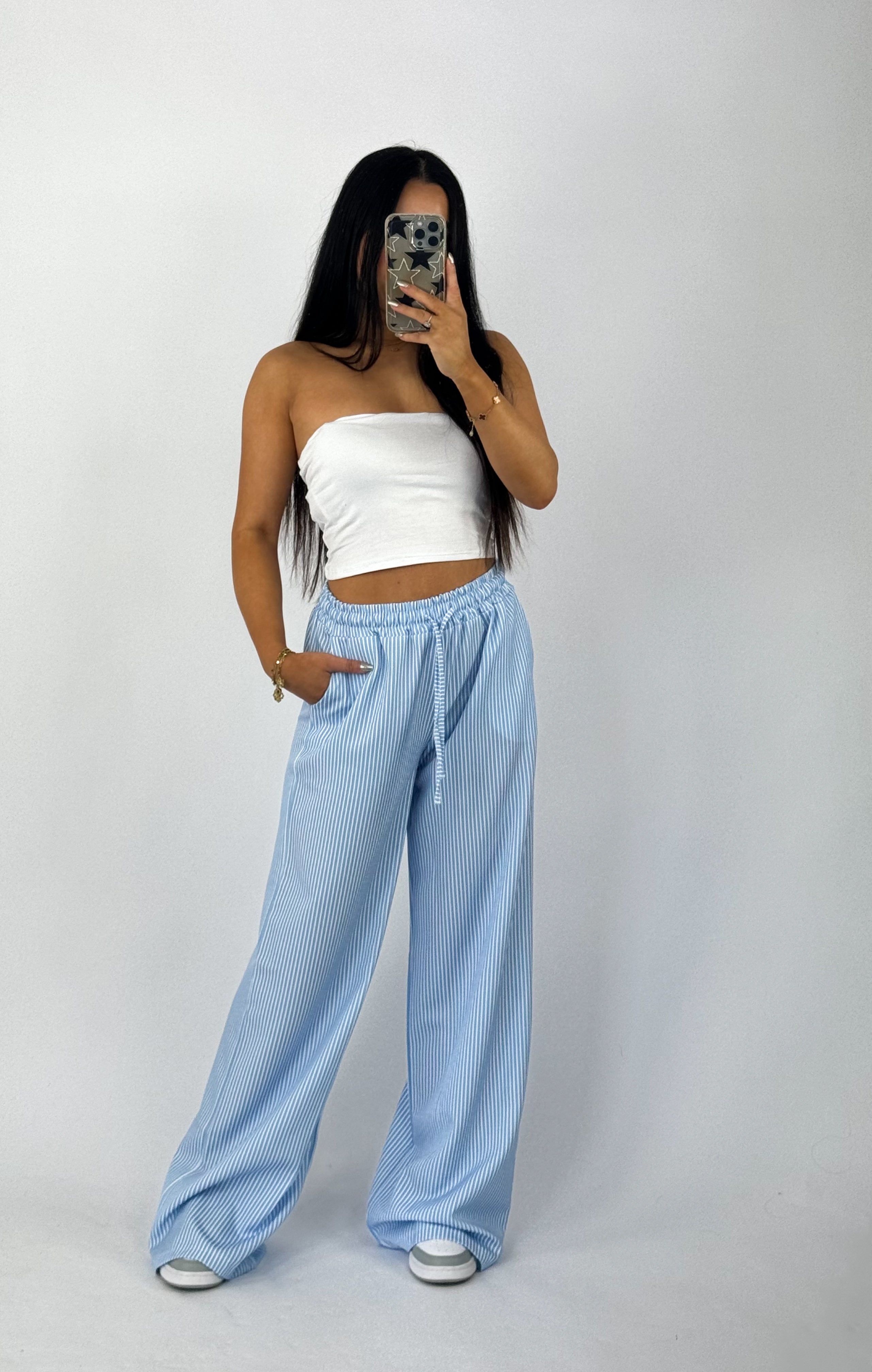 STRIPE PANTS - SKY BLUE