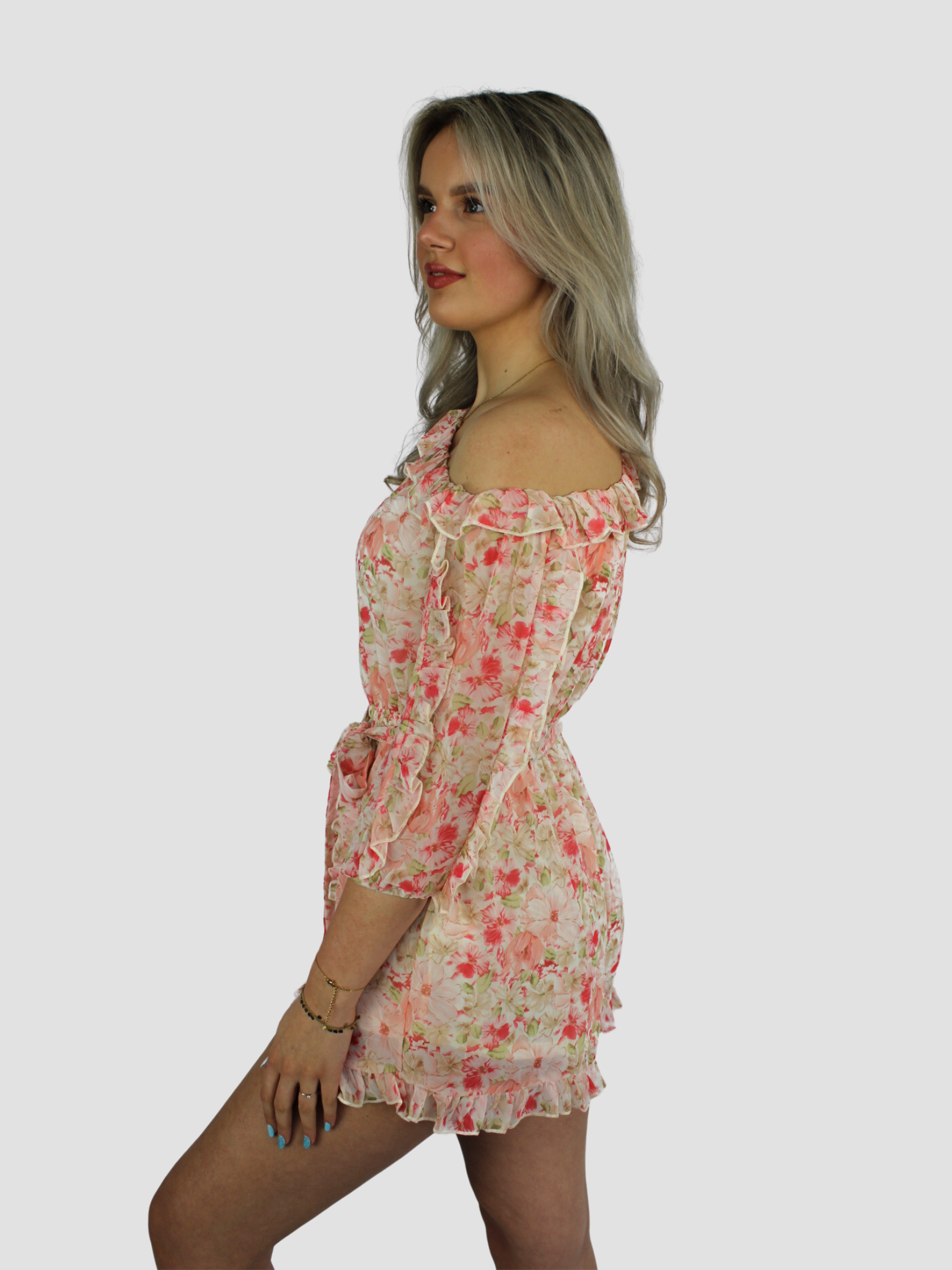 FLORAL PLAYSUIT - PINK
