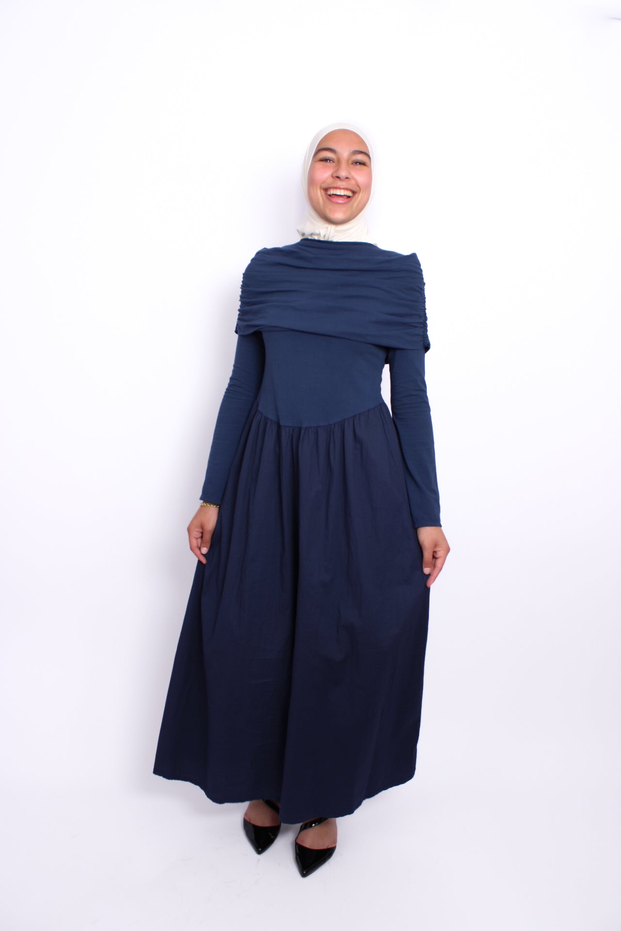 AYA OFF SHOULDER DRESS - NAVY