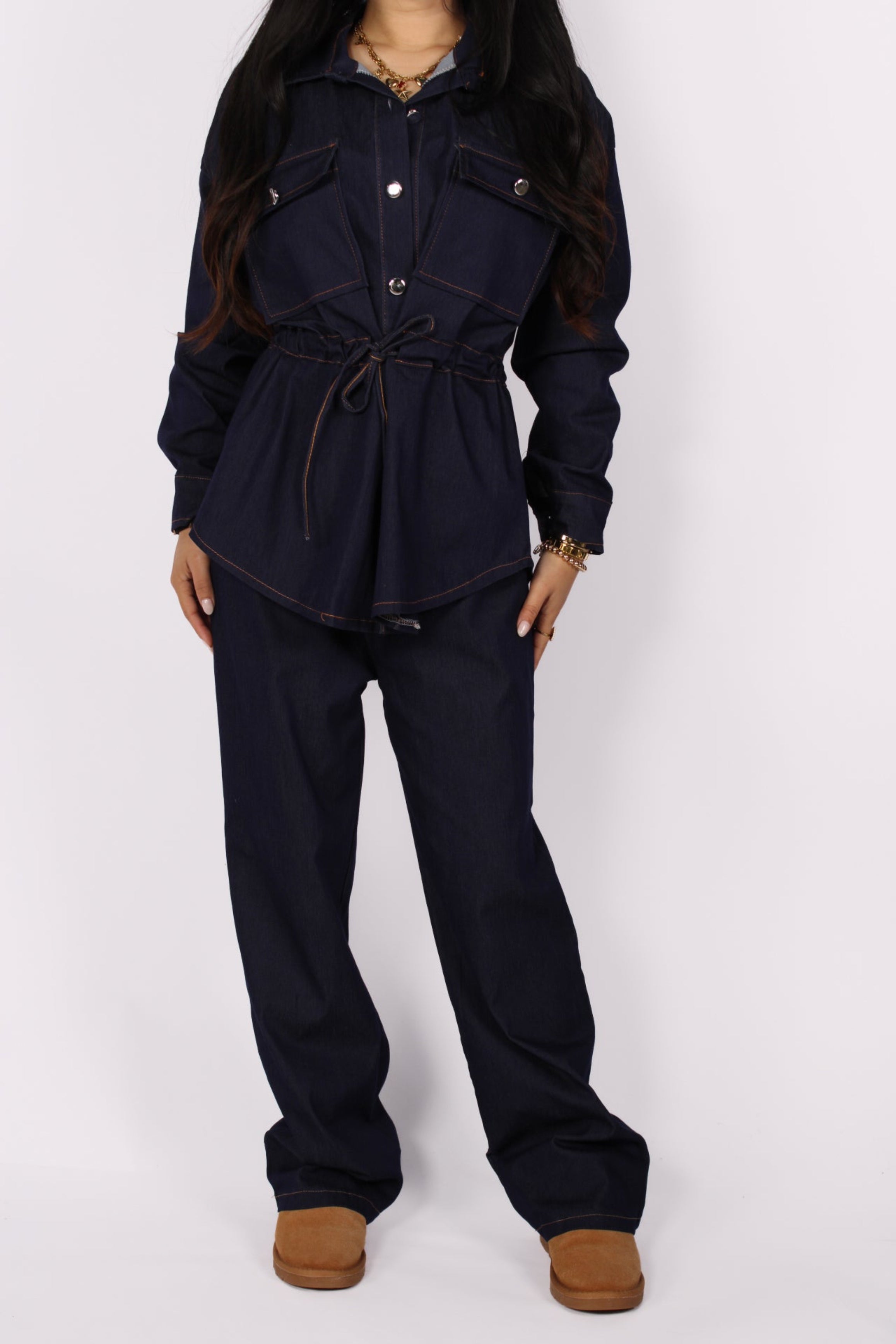 DOUBLE DENIM VIBE SET - DARK DENIM