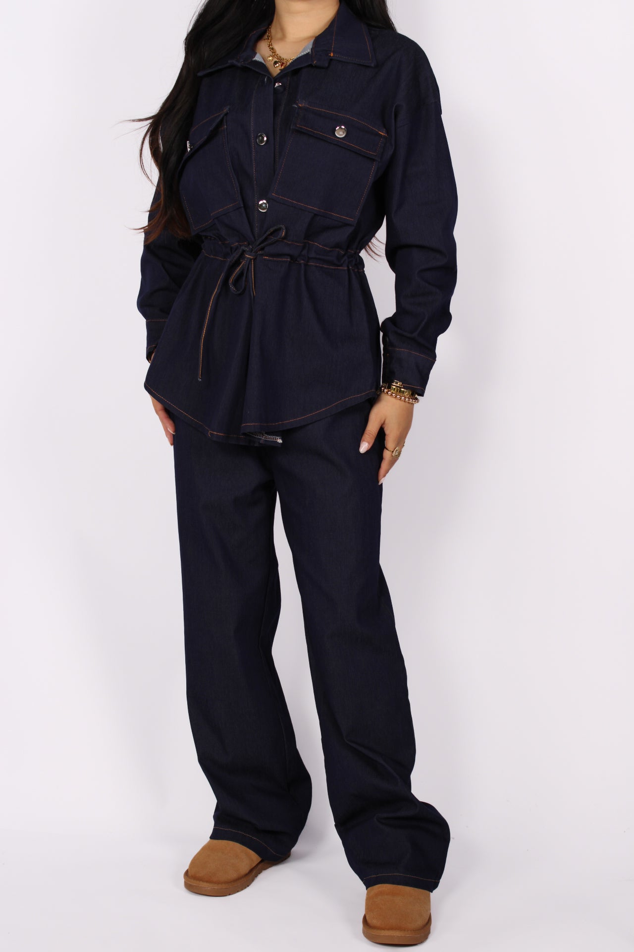DOUBLE DENIM VIBE SET - DARK DENIM