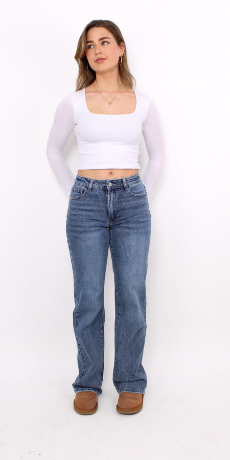 ''TALL'' MID WAIST STRAIGHT LEG JEANS 6270-5 - MID DENIM