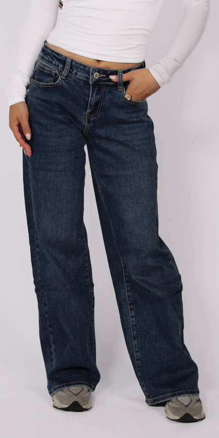 WIDE LEG LOW WAIST JEANS 339-9 - MID DENIM