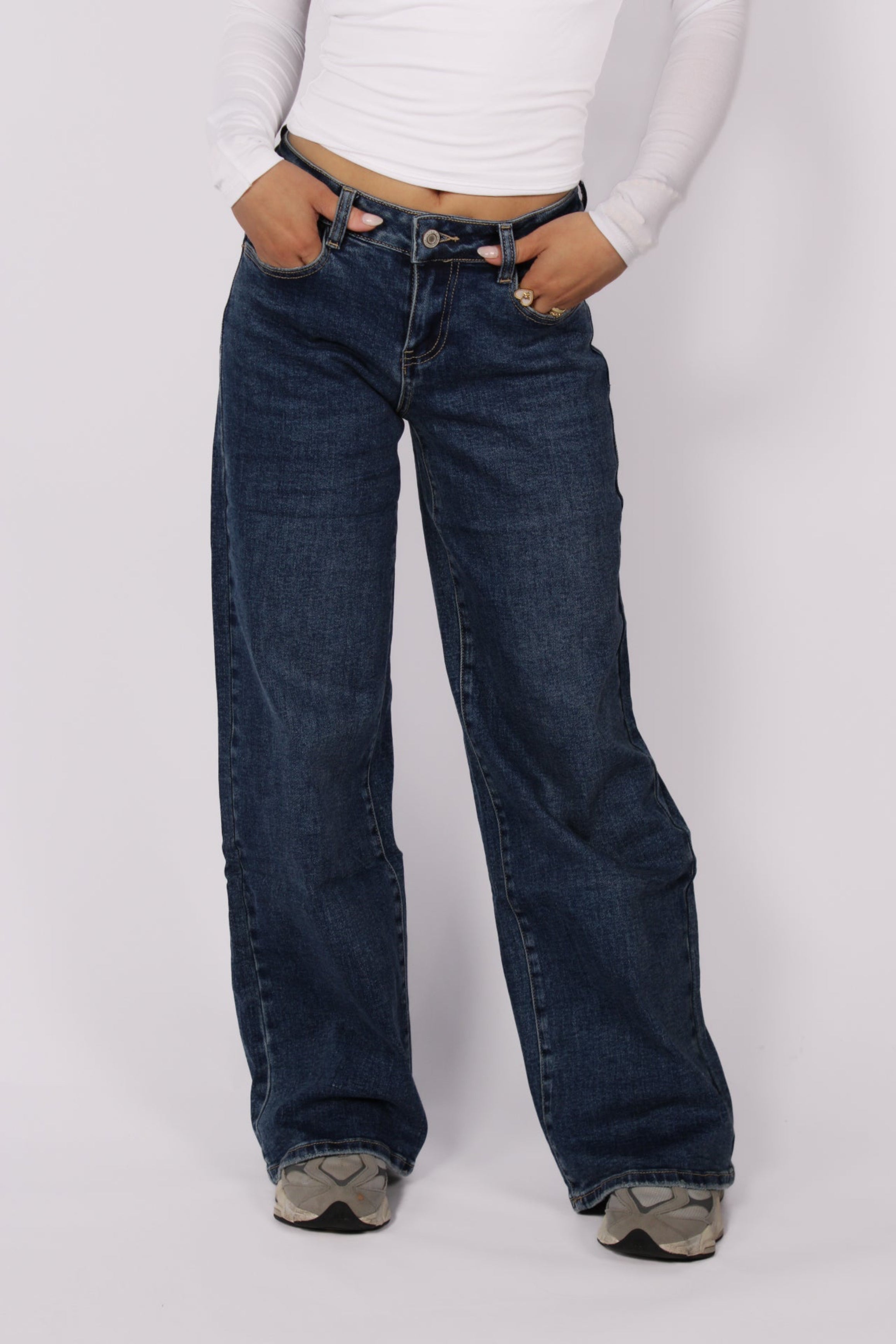 WIDE LEG LOW WAIST JEANS 339-9 - MID DENIM