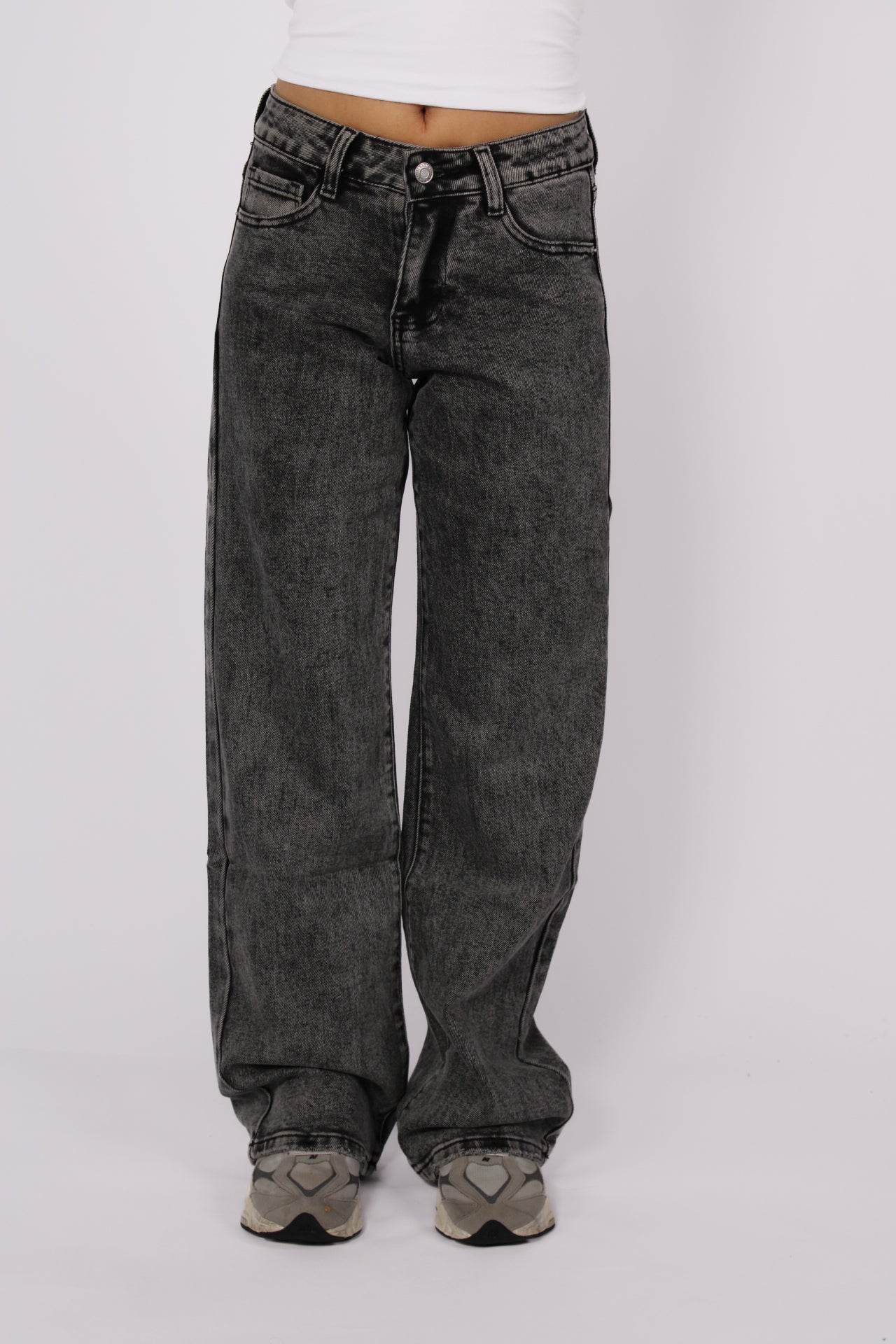 WIDE LEG LOW WAIST JEANS 6320-15 - GREY