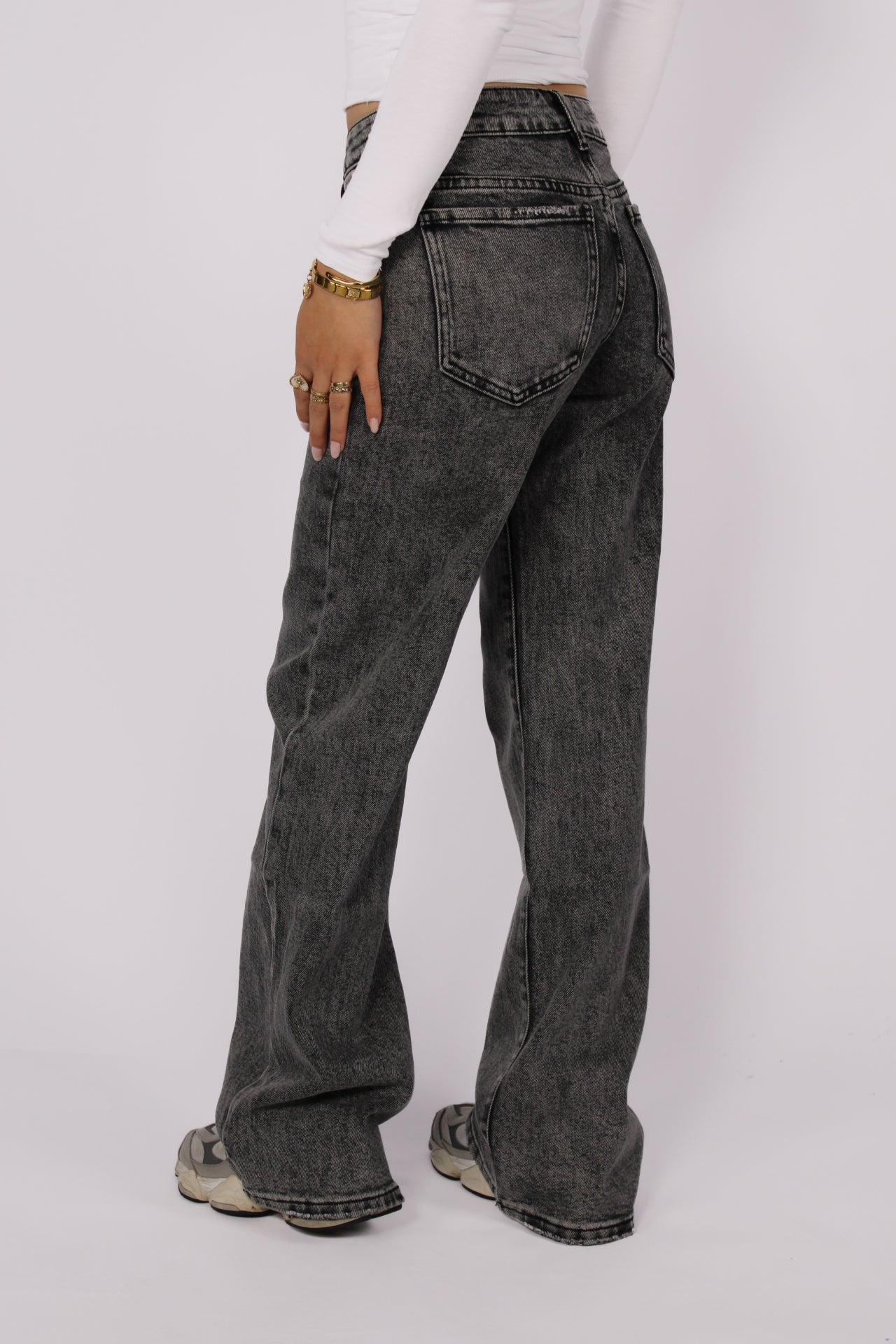 WIDE LEG LOW WAIST JEANS 6320-15 - GREY