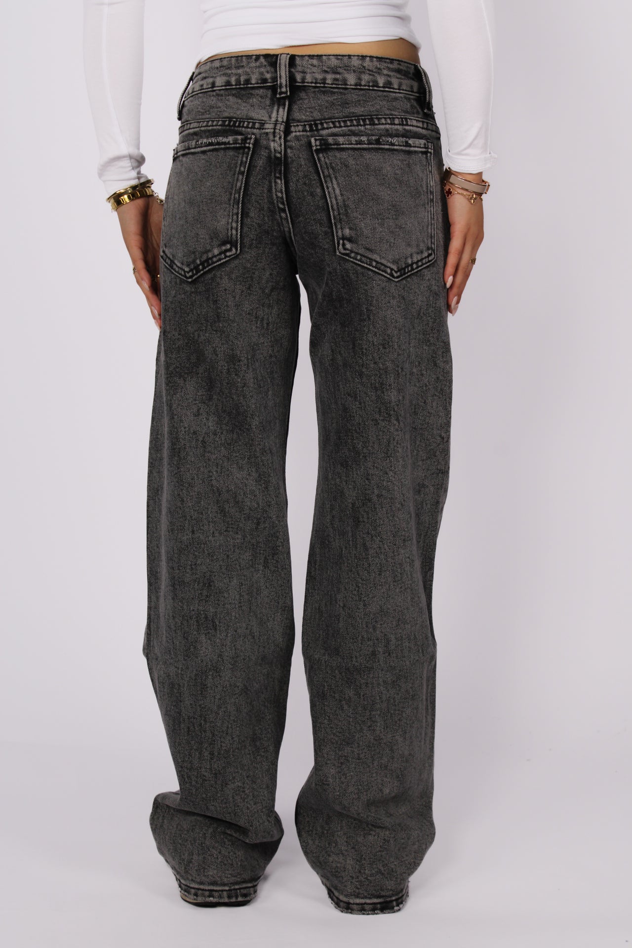 WIDE LEG LOW WAIST JEANS 6320-15 - GREY