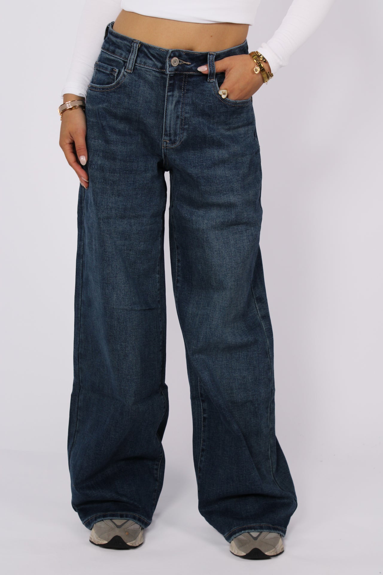 WIDE LEG JEANS 323-8 - MID DENIM
