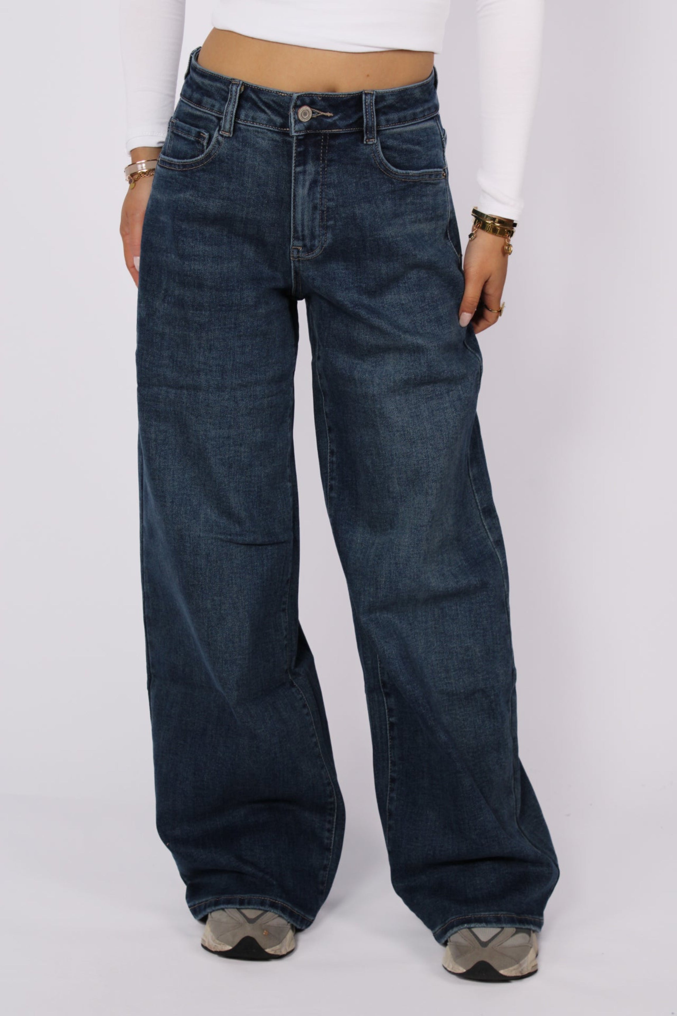 WIDE LEG JEANS 323-8 - MID DENIM