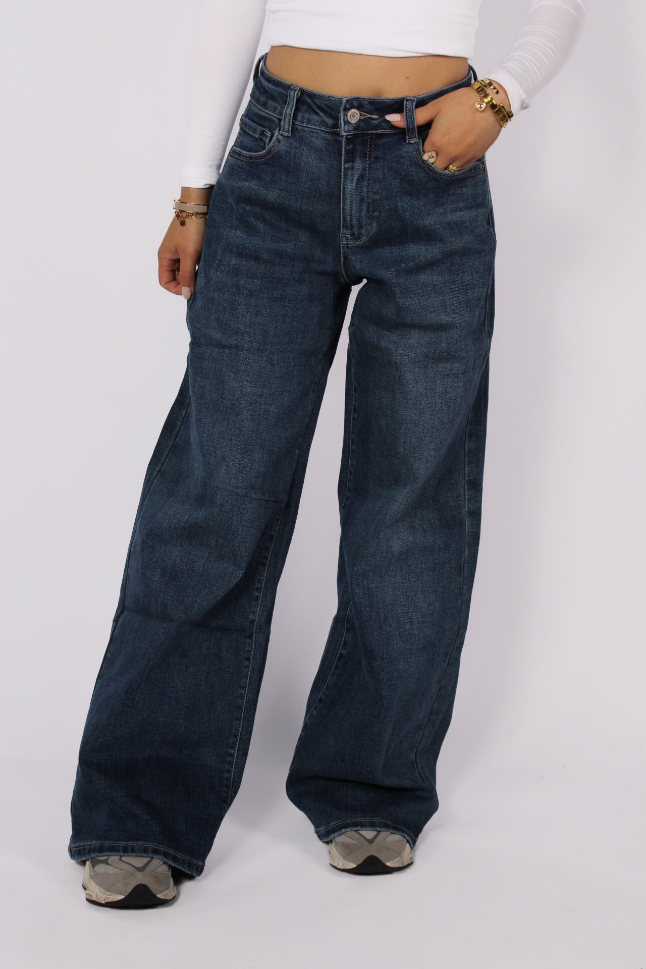 WIDE LEG JEANS 323-8 - MID DENIM