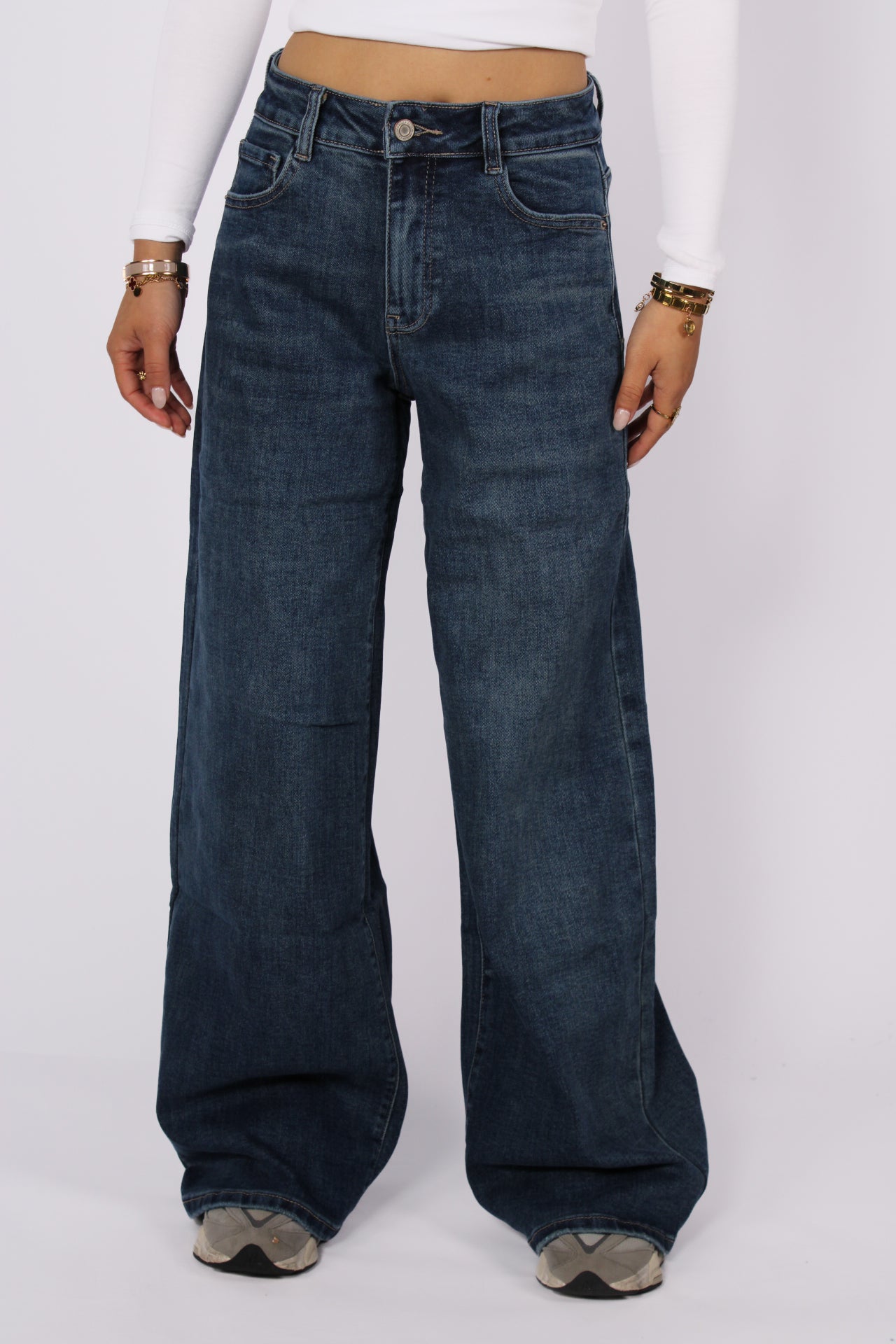 WIDE LEG JEANS 323-8 - MID DENIM