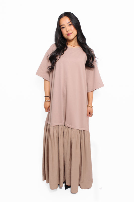 SOFT COTTON DRESS - TAUPE