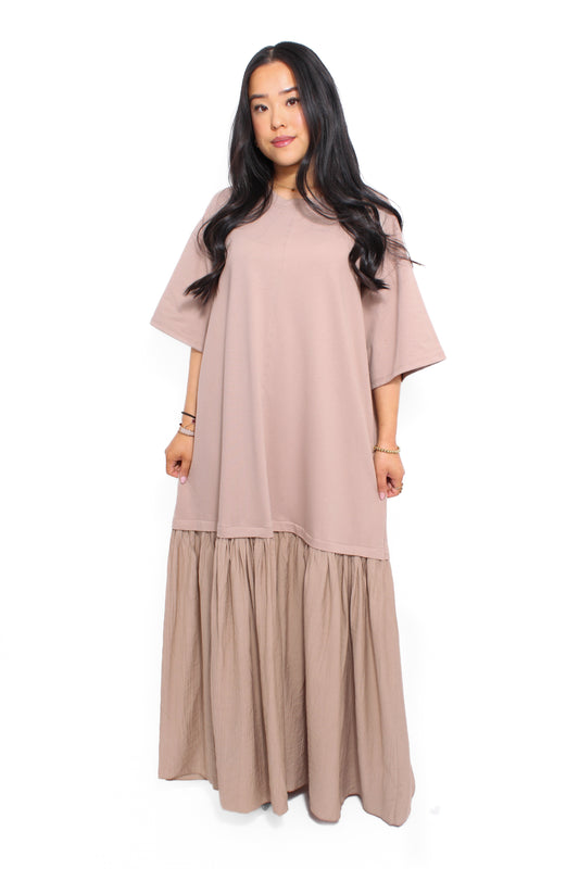 SOFT COTTON DRESS - TAUPE