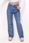 ''PETITE'' STRAIGHT LEG JEANS 0096-2- MID DENIM