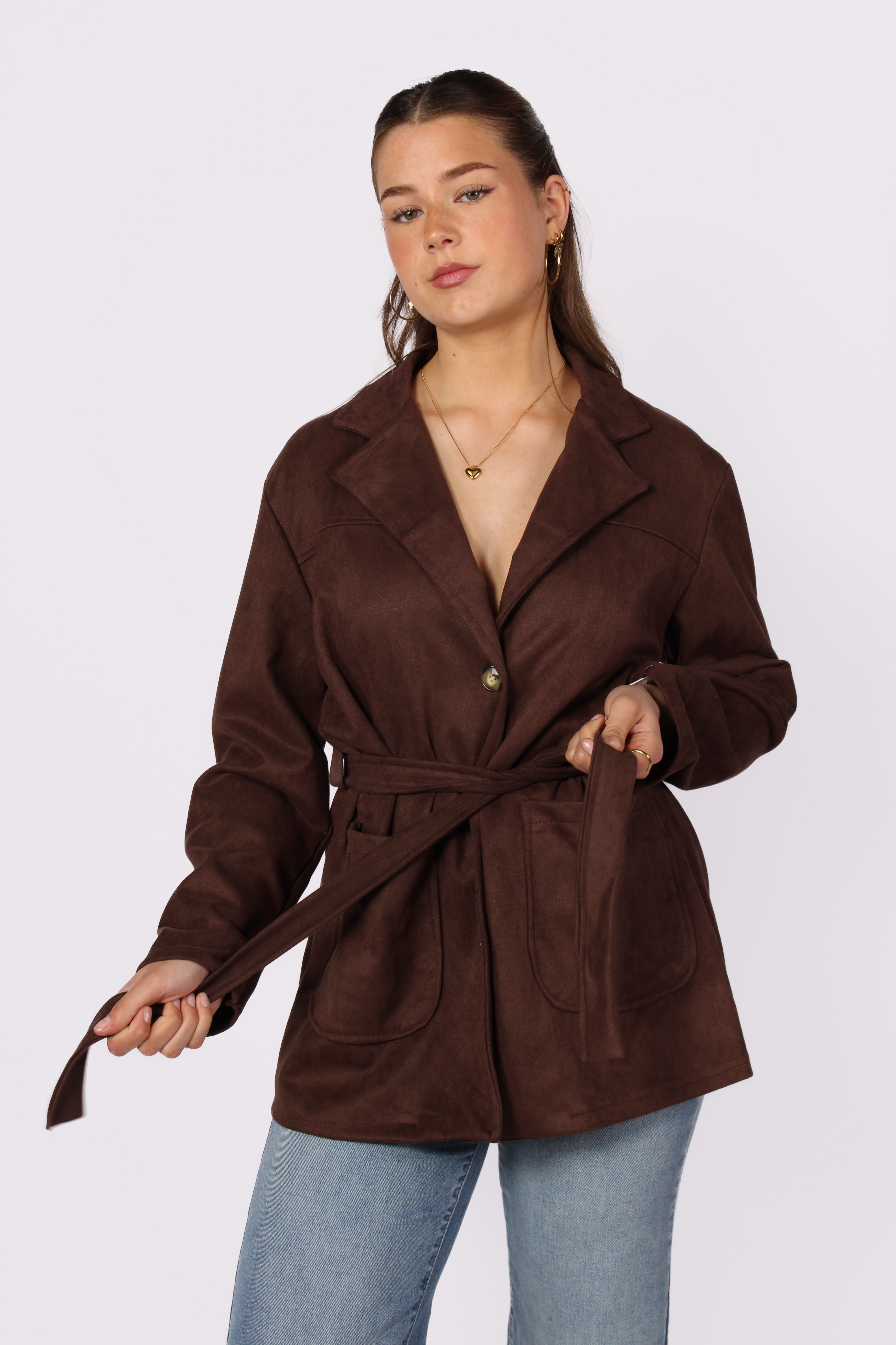 KATE SUEDE JACKET - BROWN