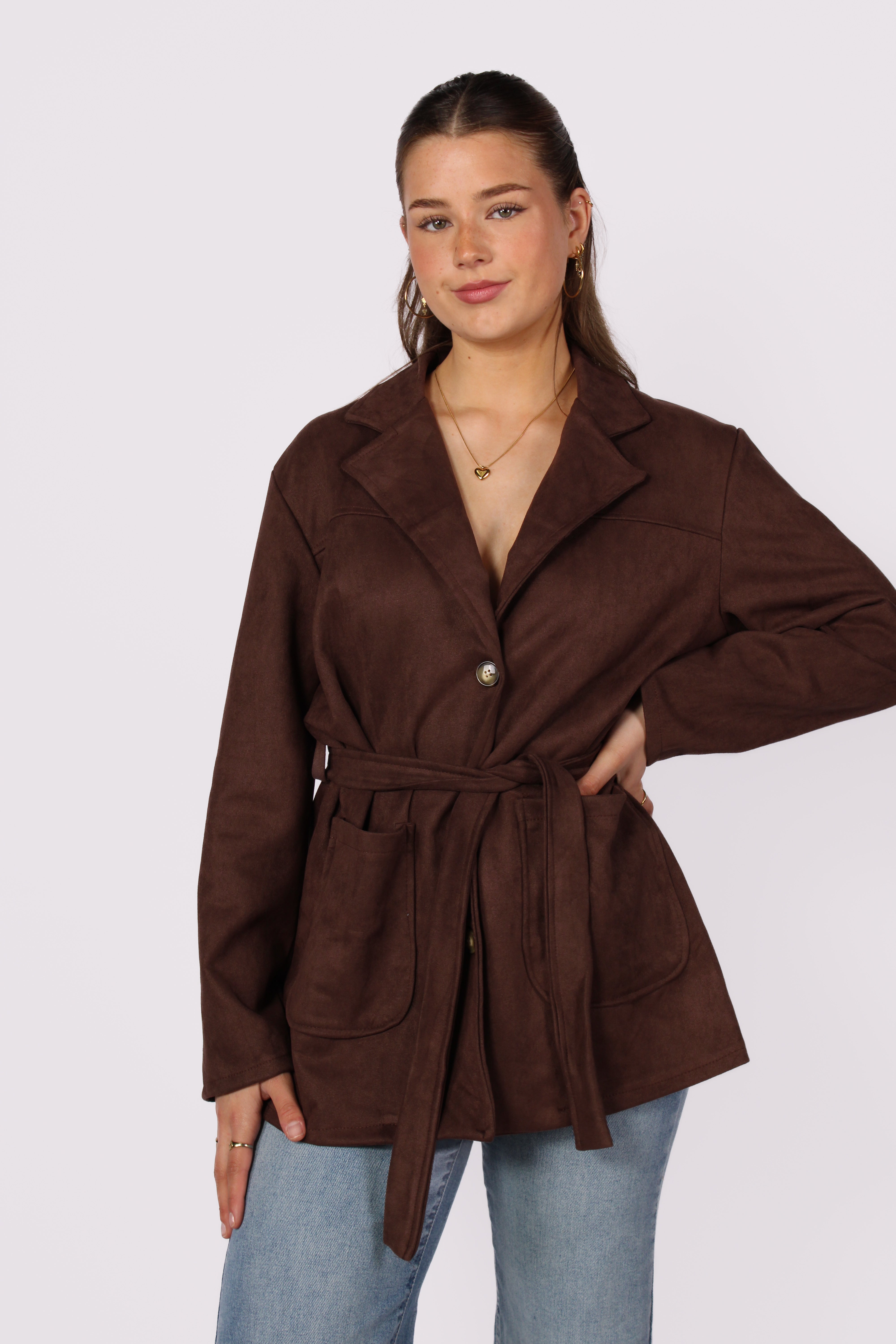 KATE SUEDE JACKET - BROWN