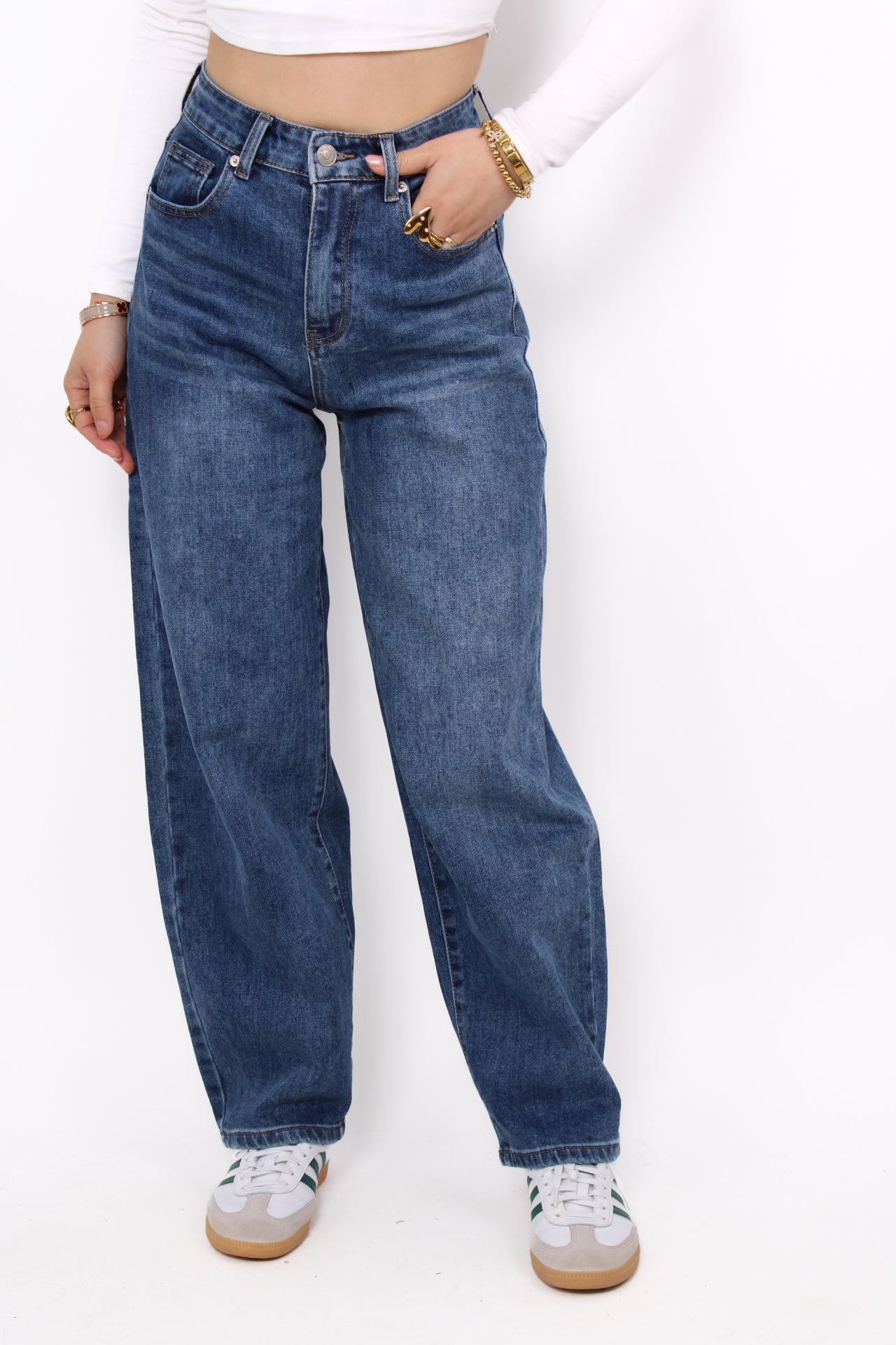 ''PETITE'' BALLOON JEANS 0023-2 - MID DENIM