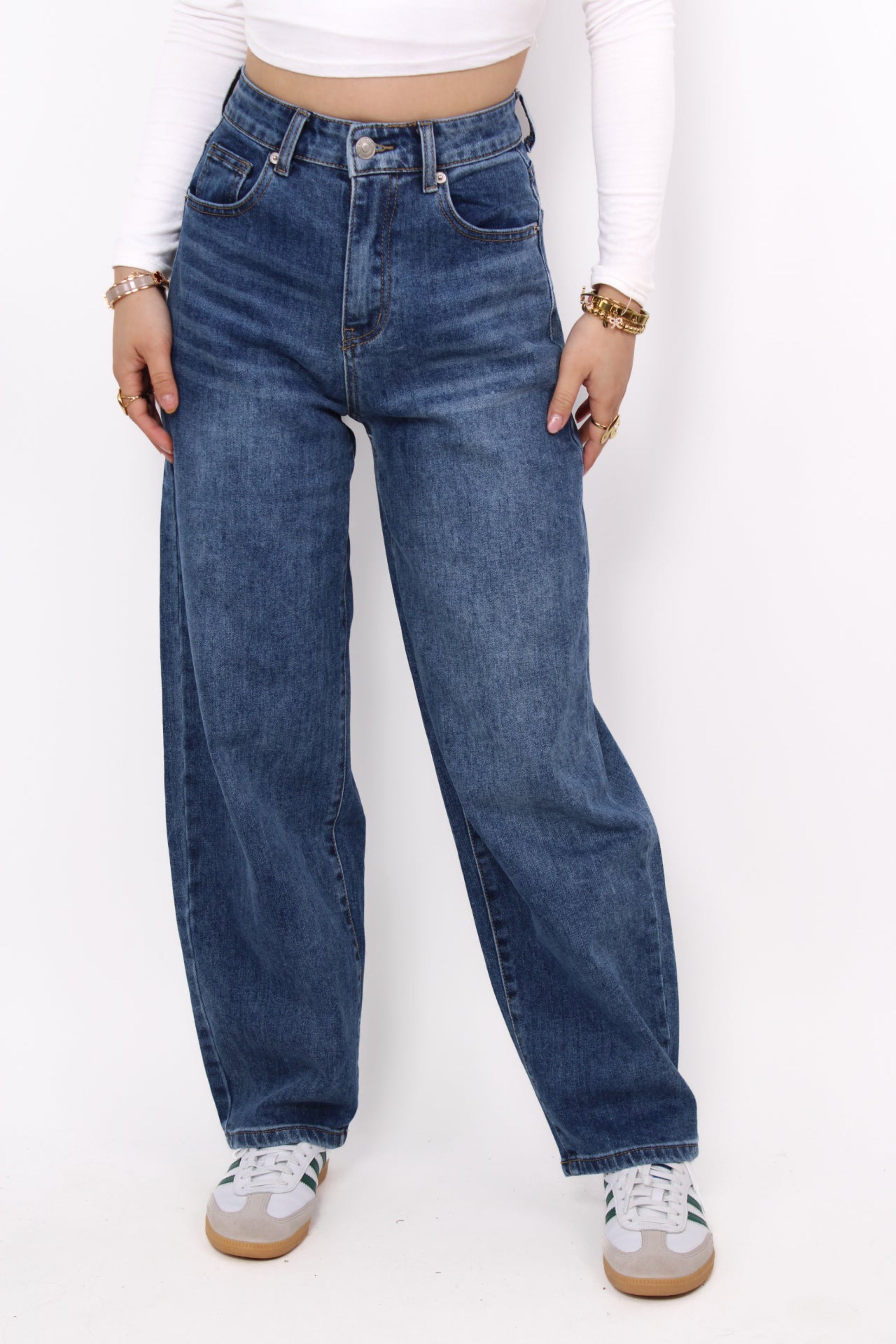 ''PETITE'' BALLOON JEANS 0023-2 - MID DENIM