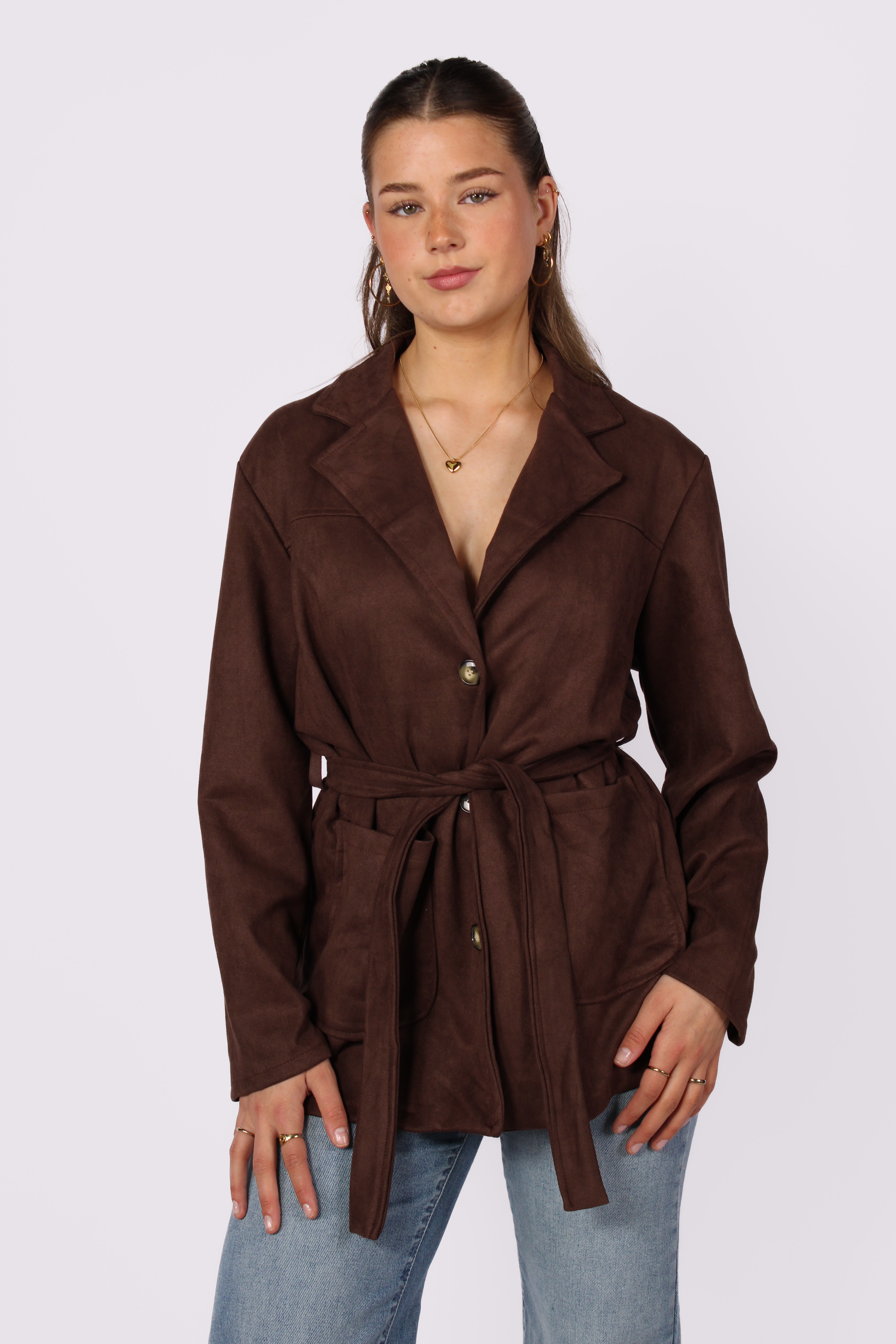 KATE SUEDE JACKET - BROWN