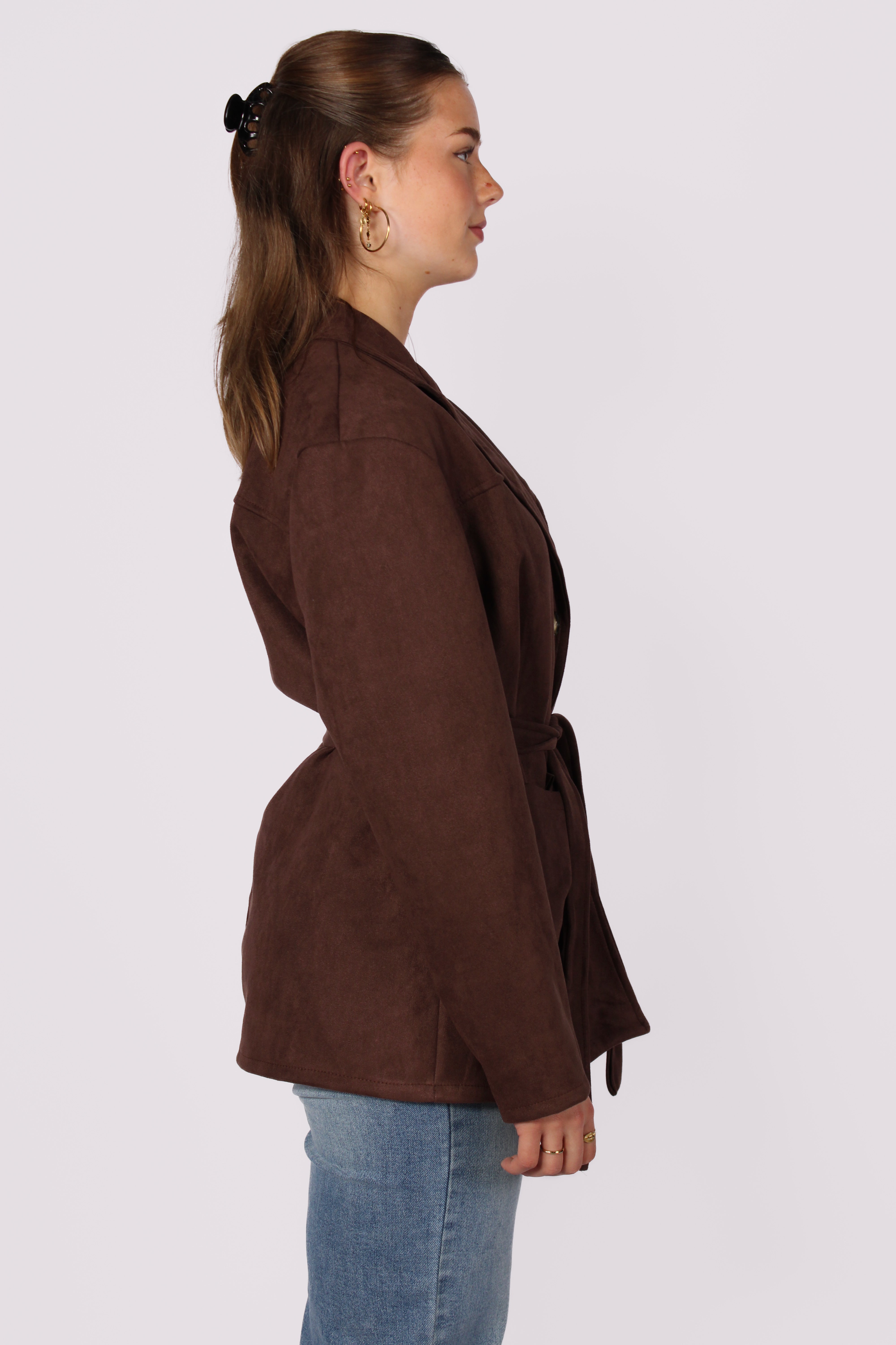 KATE SUEDE JACKET - BROWN