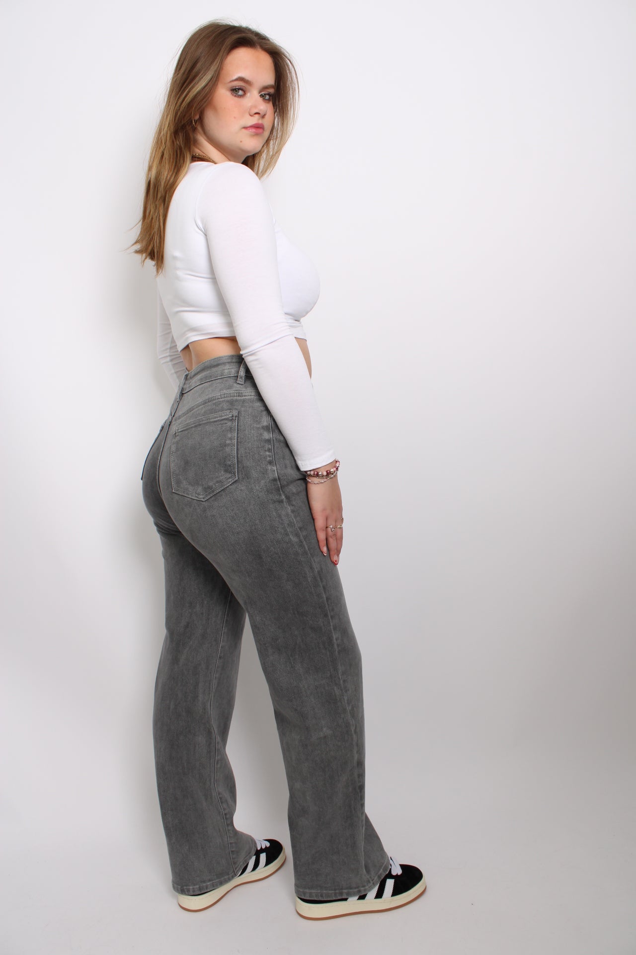 ''PLUSSIZE'' WIDE LEG JEANS 871 - GREY