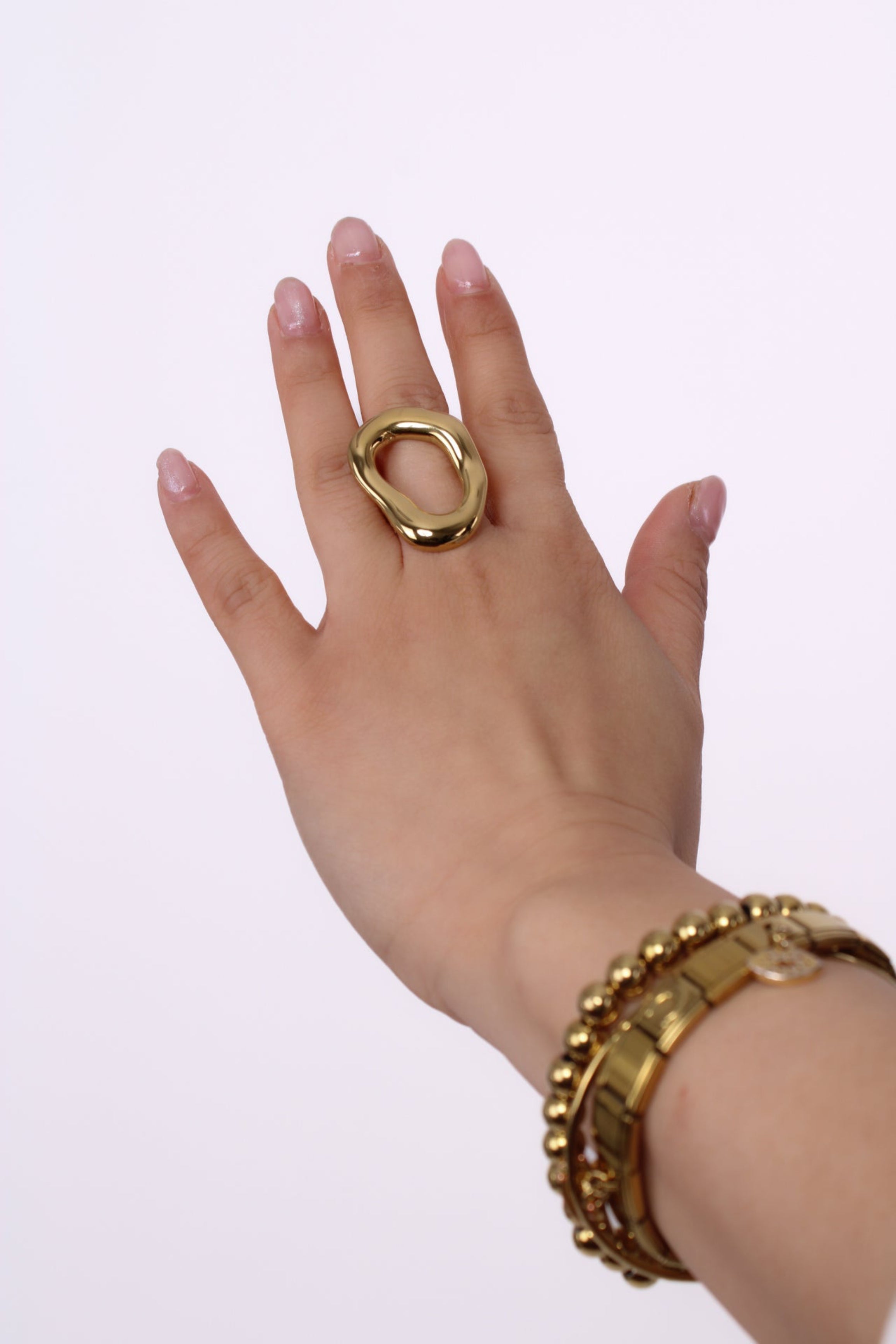 WAVY HALO RING MEDIUM - GOLD