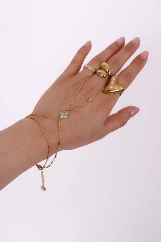 HAND CHAIN CLOVER - GOLD