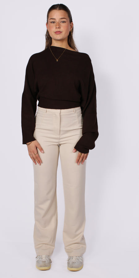 STRAIGHT LEG TROUSER - CREME