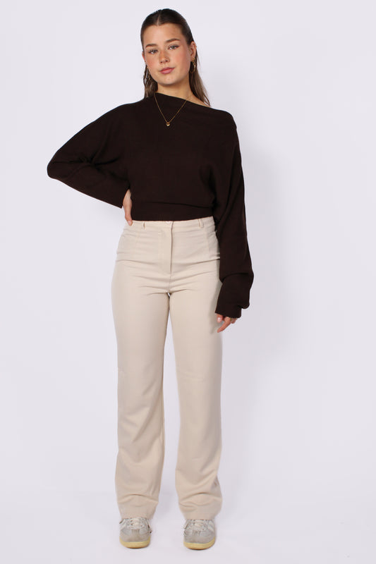 STRAIGHT LEG TROUSER - CREME