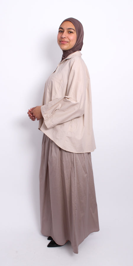 OCEAN BREEZE MAXI SKIRT - TAUPE