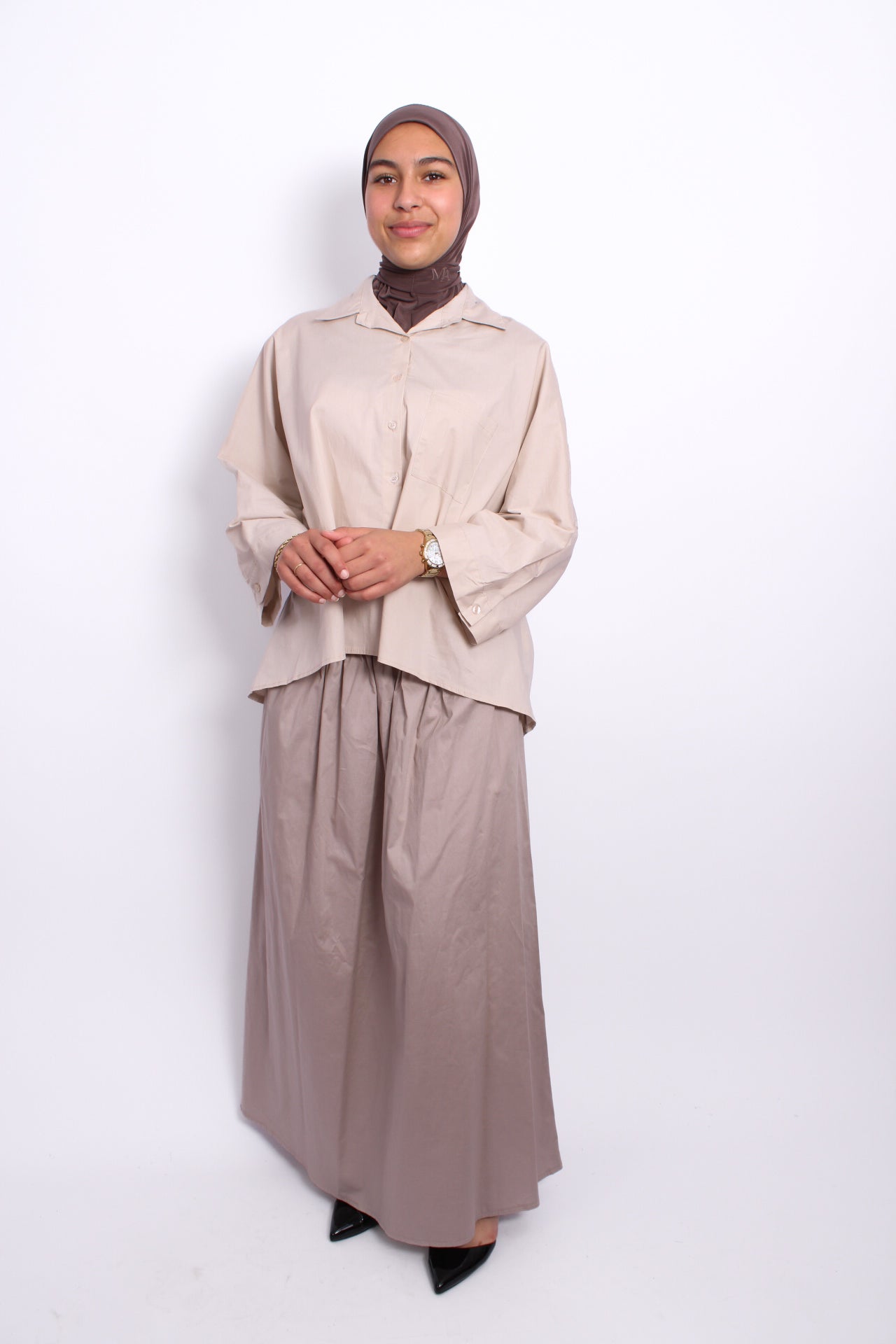 OCEAN BREEZE MAXI SKIRT - TAUPE