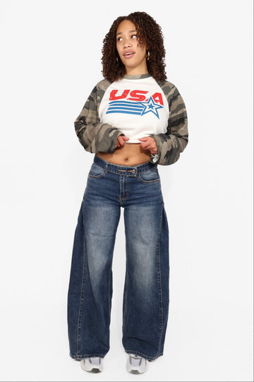 BELTED WIDE LEG JEANS