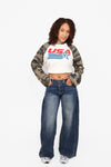 BELTED WIDE LEG JEANS