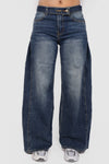BELTED WIDE LEG JEANS