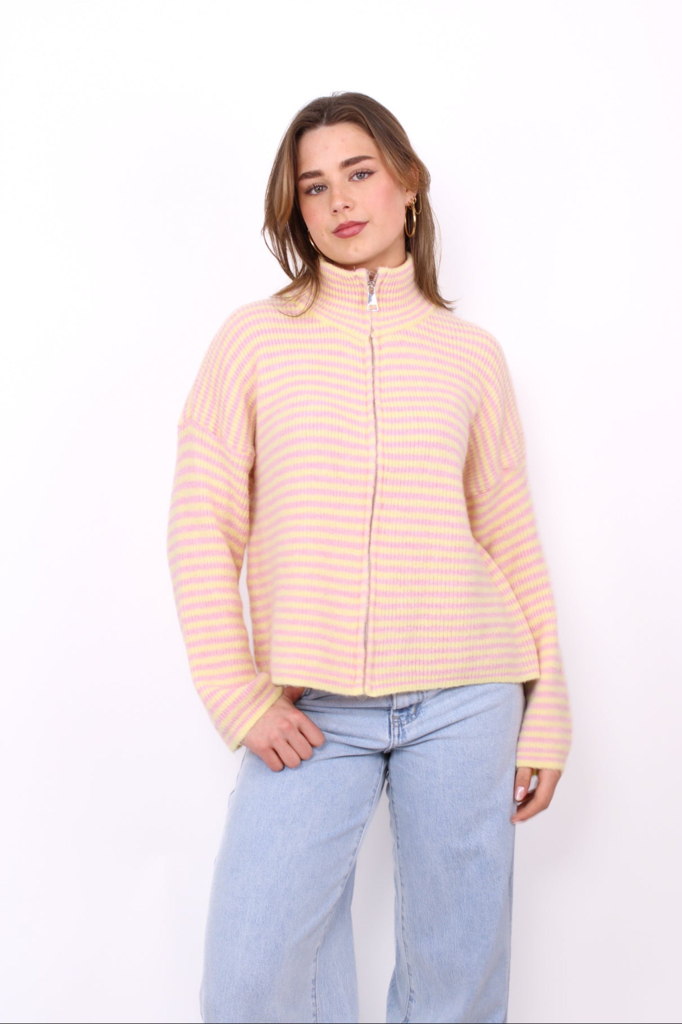 KAIA KNITTED ZIP VEST - PINK