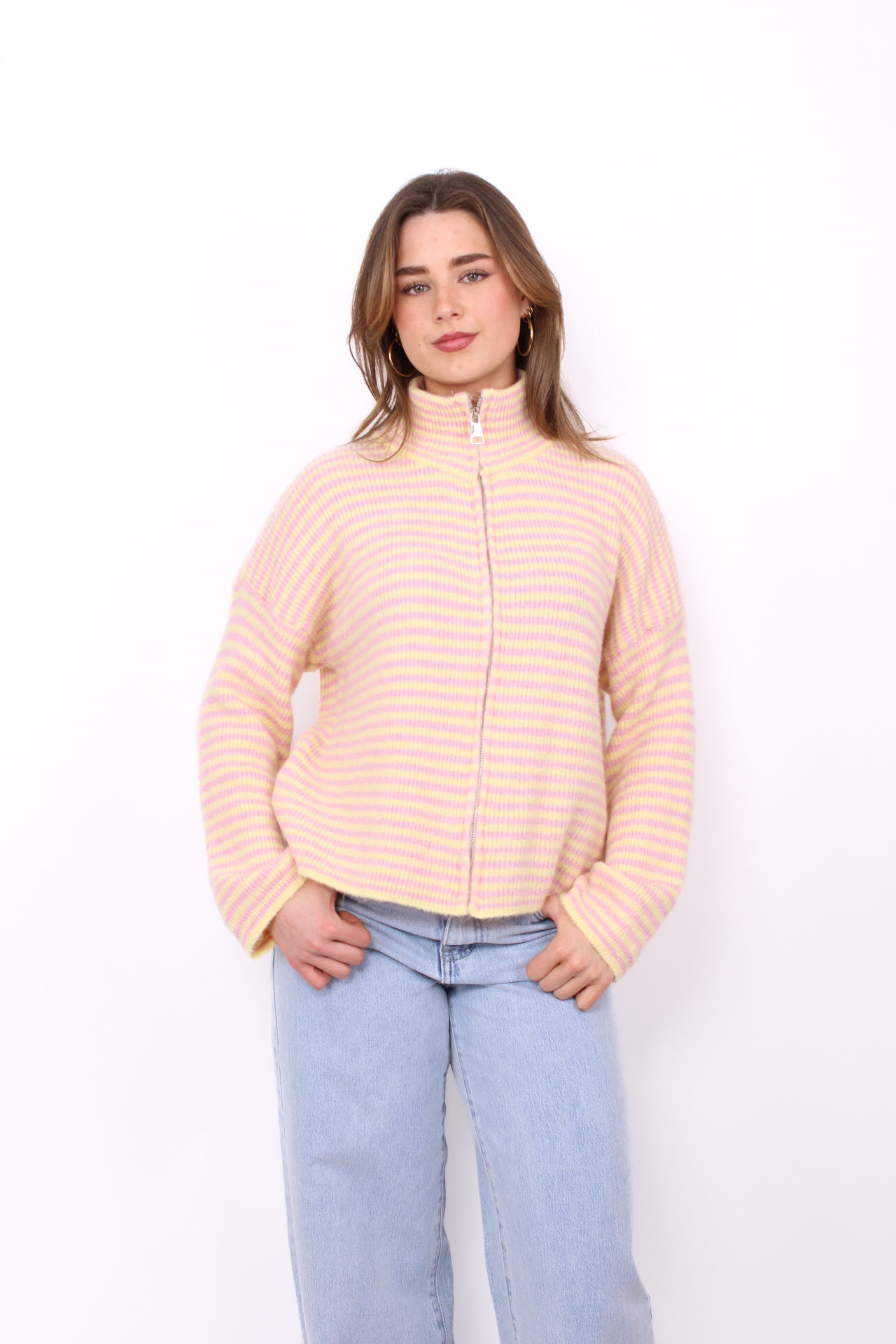 KAIA KNITTED ZIP VEST - PINK