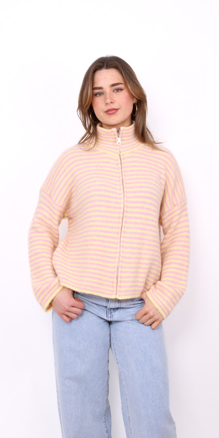 KAIA KNITTED ZIP VEST - PINK