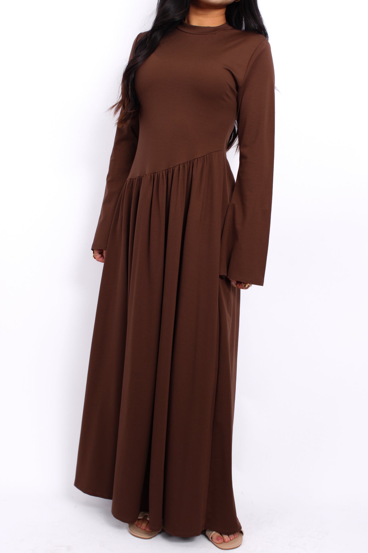ON THE DAILY DRESS LONG SLEEVE - BROWN